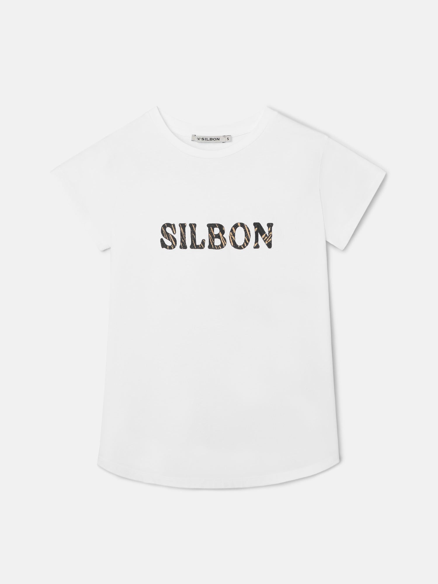 Camiseta woman bordado silbon rafia blanca