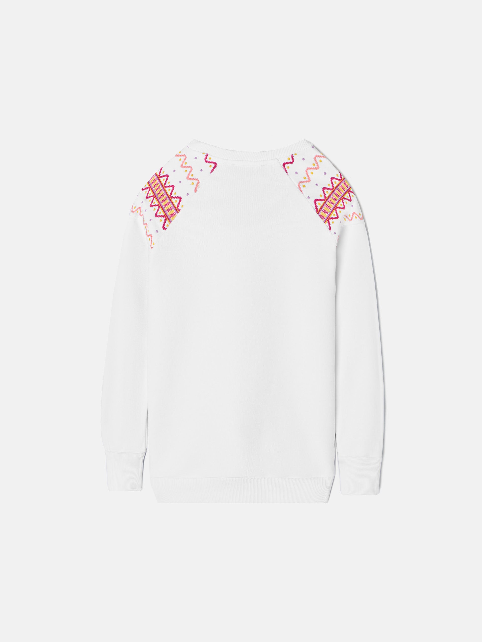 Sudadera girl silbon bordado hombros blanca