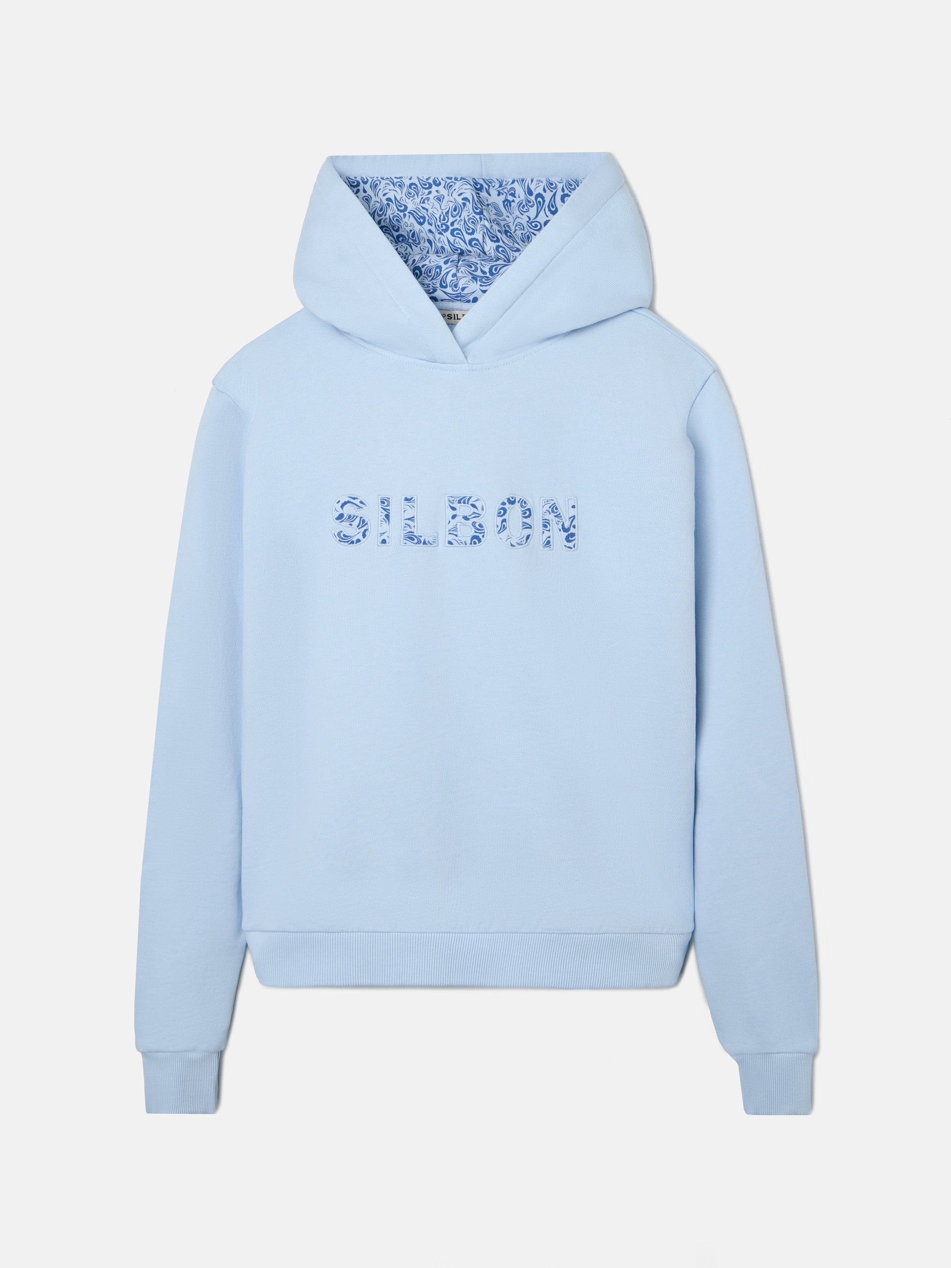 Sudadera woman aplique silbon estampado celeste