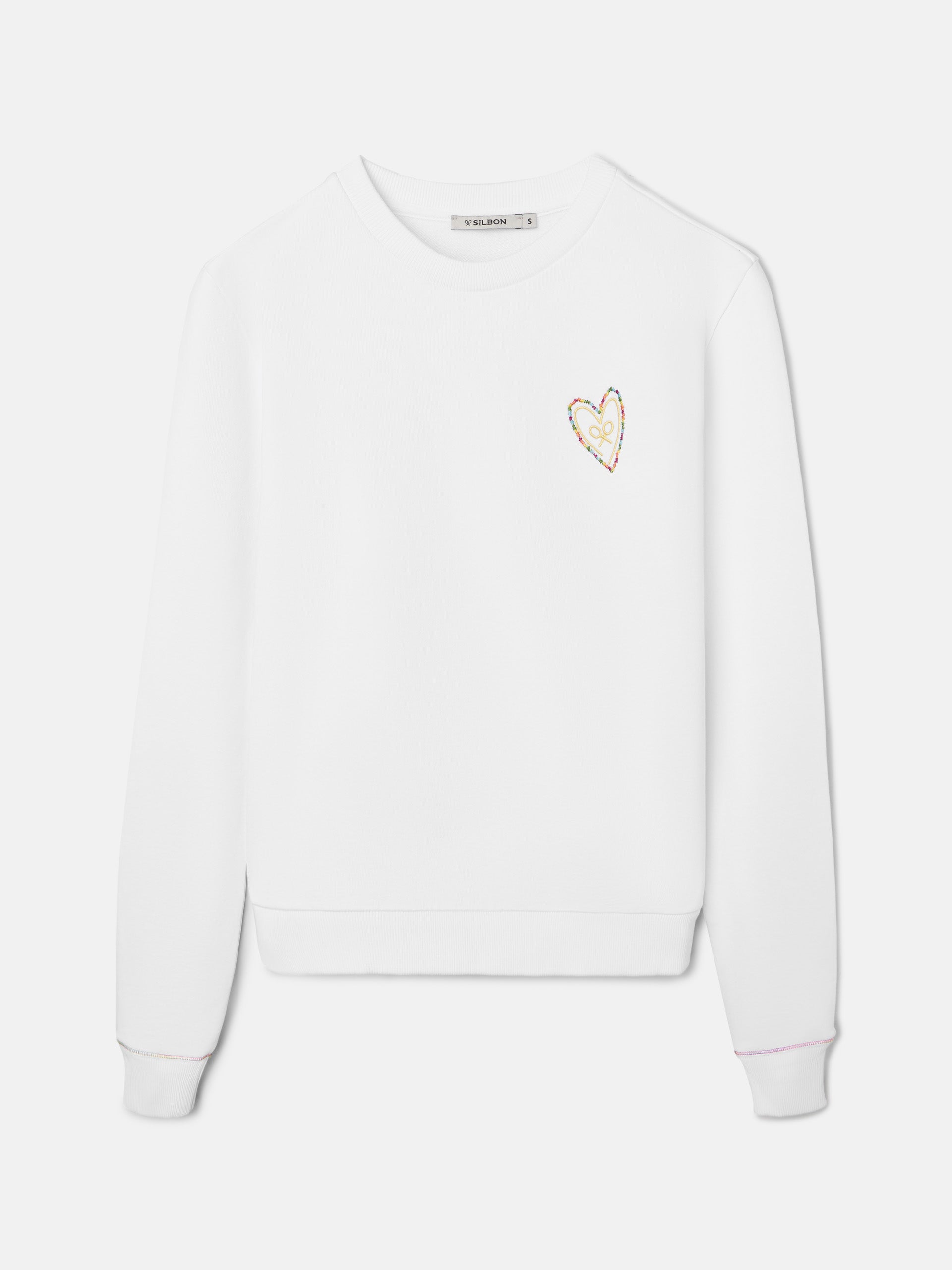 Sudadera woman corazon bordado blanca