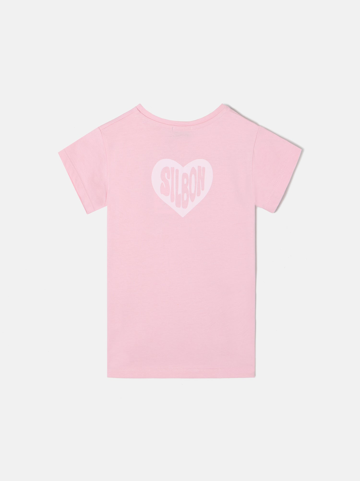 Camiseta girl silbon corazon rosa claro