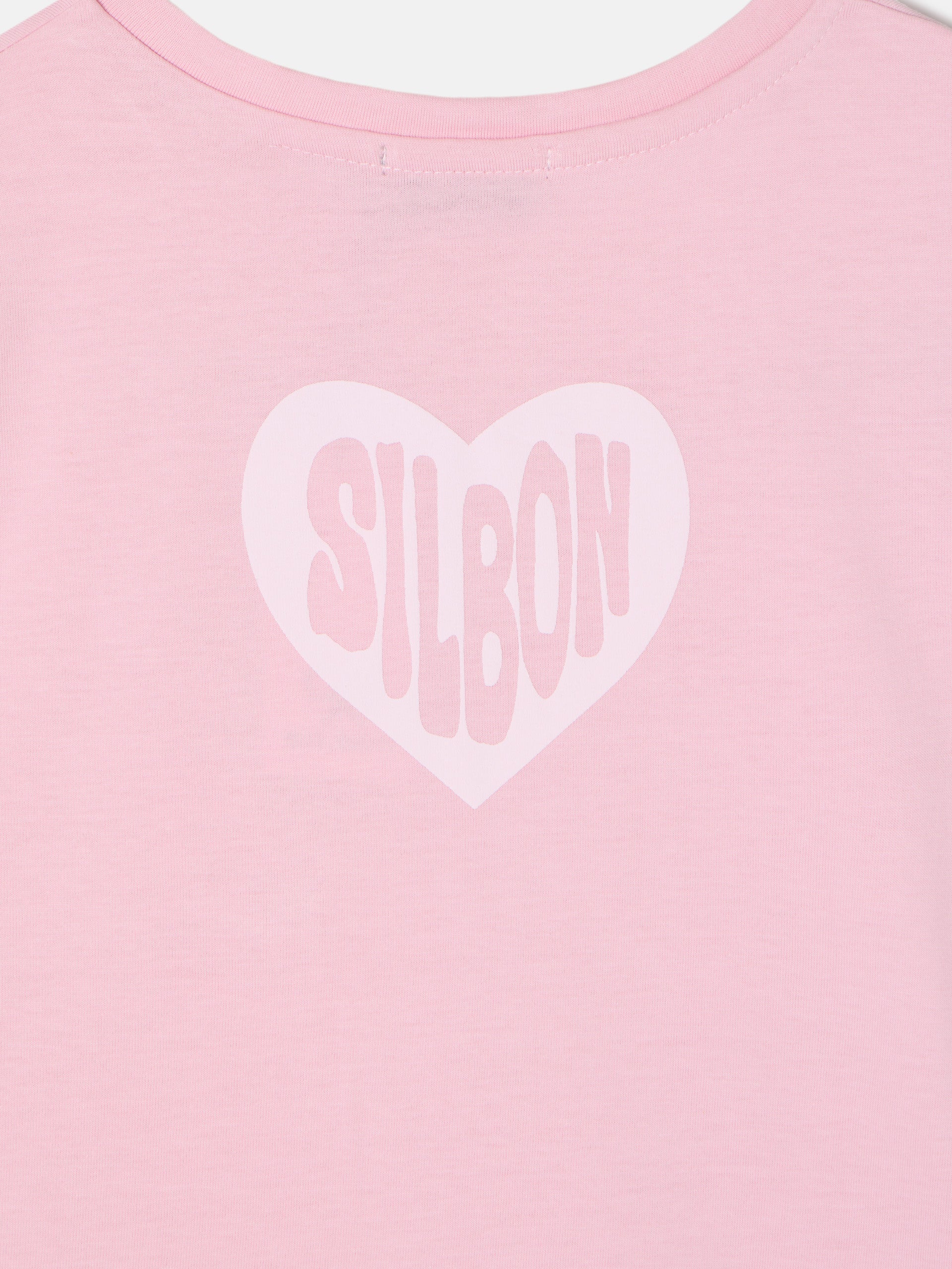 Camiseta girl silbon corazon rosa claro