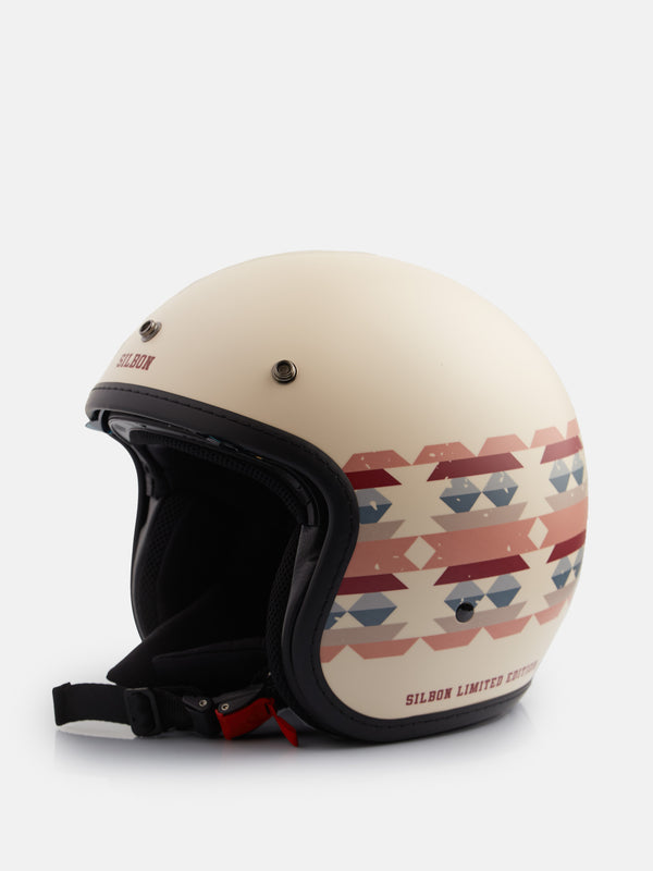 Casco moto etnico crema