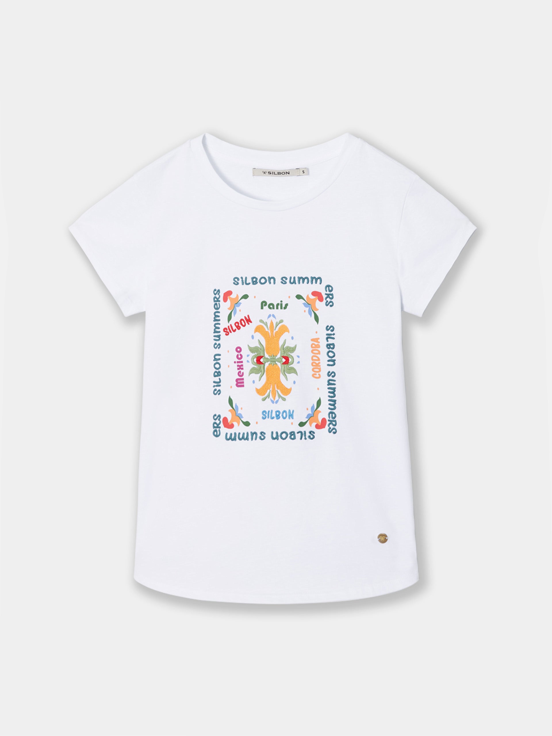 Camiseta woman estampada blanca SILBON