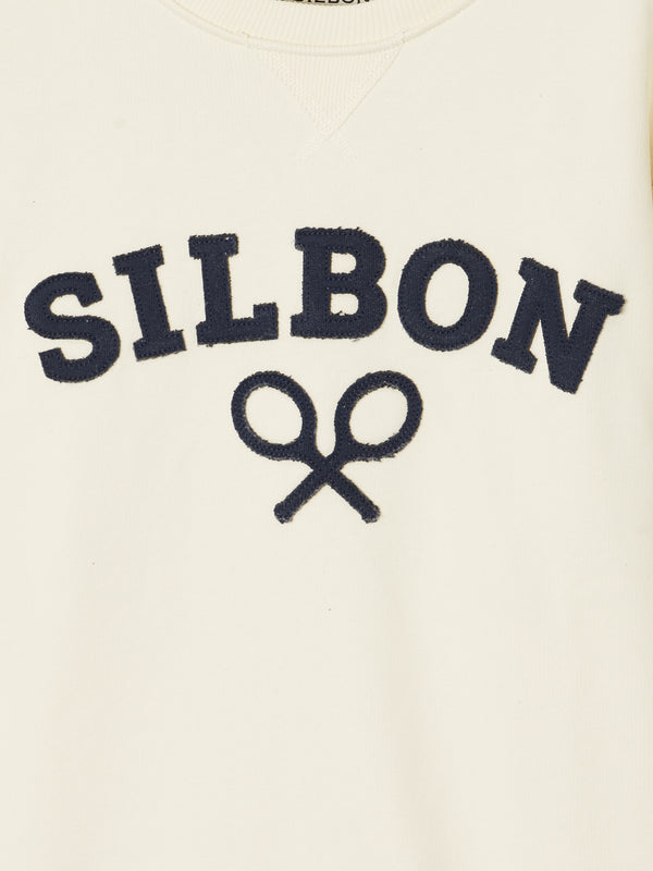 Sudadera silbon raqueta media crema