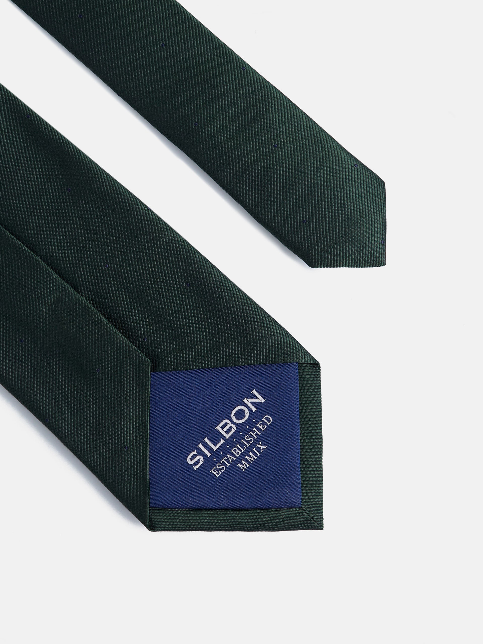 Corbata silbon lunares verde