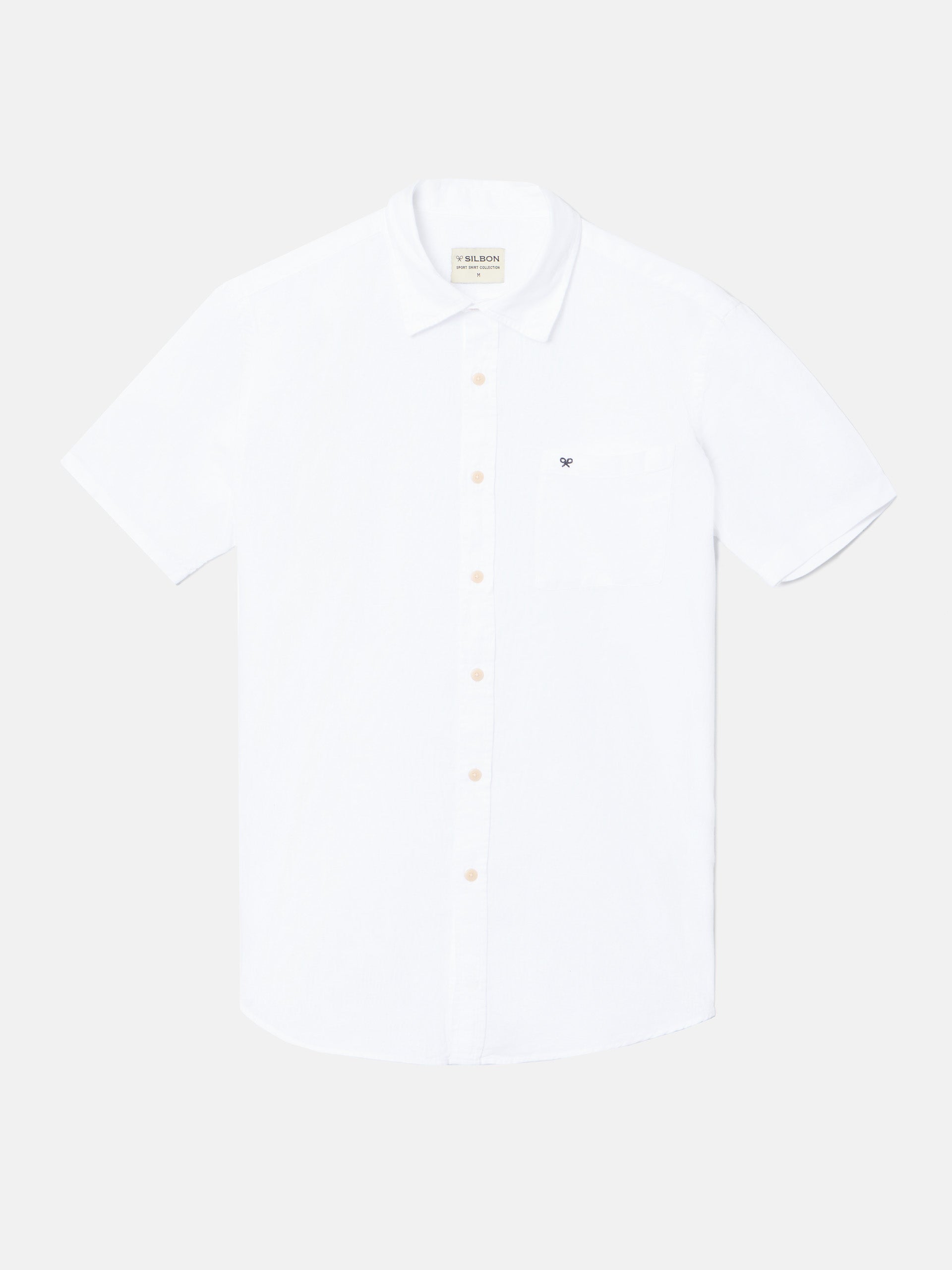 Camisa sport lino manga corta blanca 