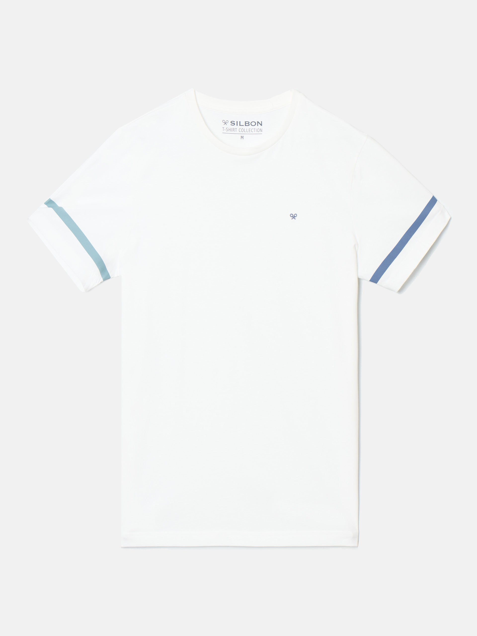 Camiseta rayas mangas blanca azules