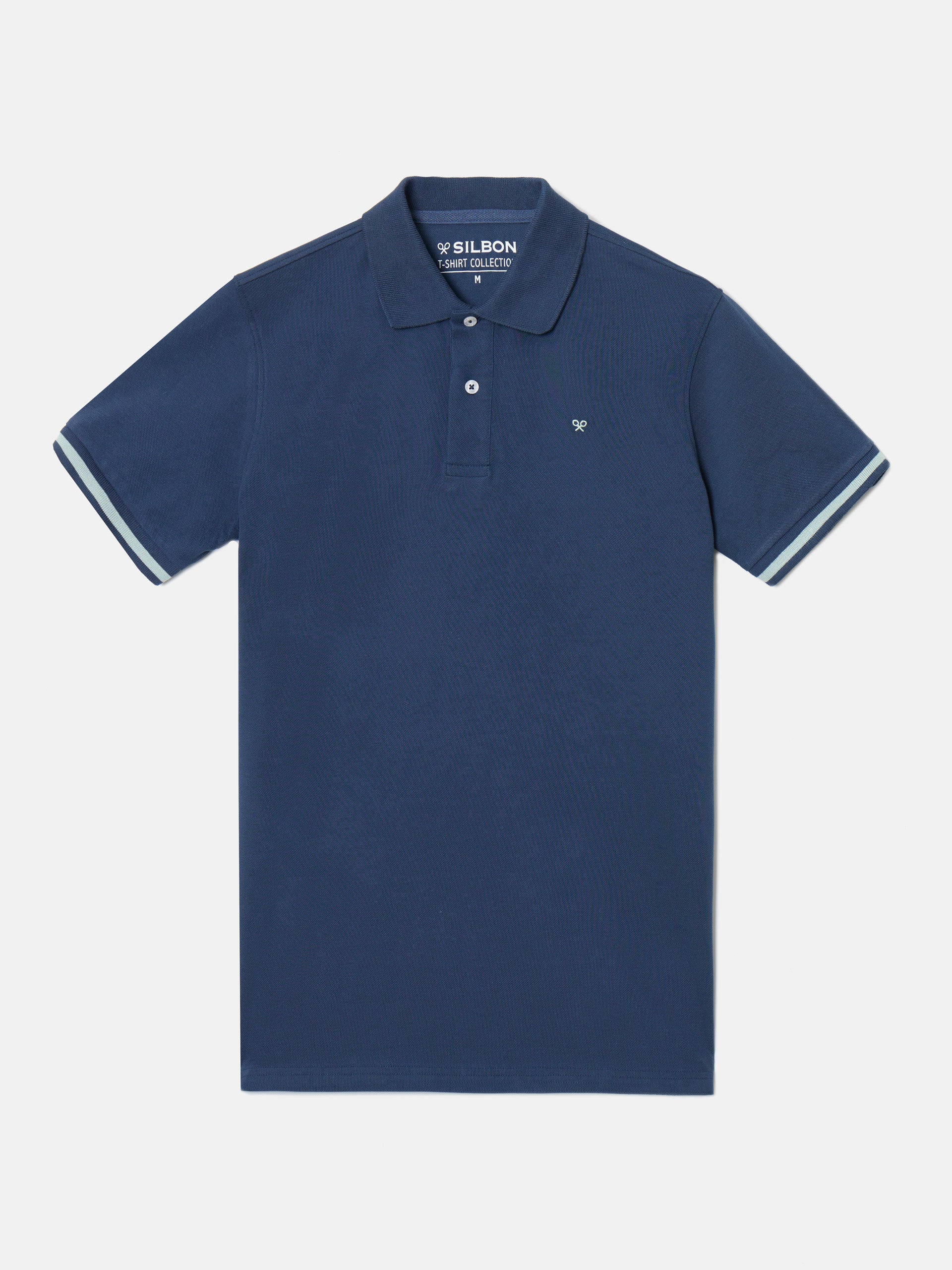 Polo mangas rayas azul marino