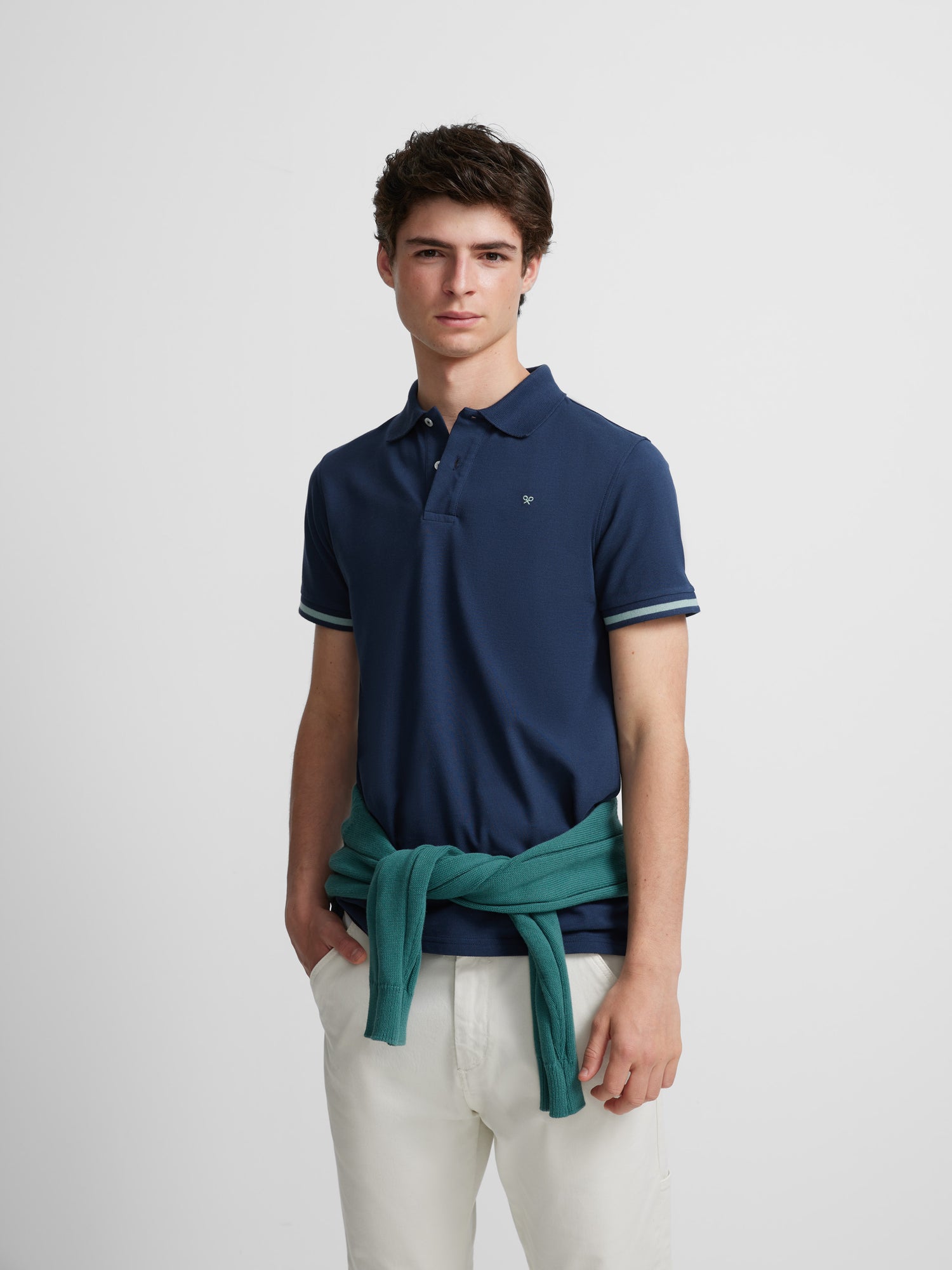 Polo mangas rayas azul marino