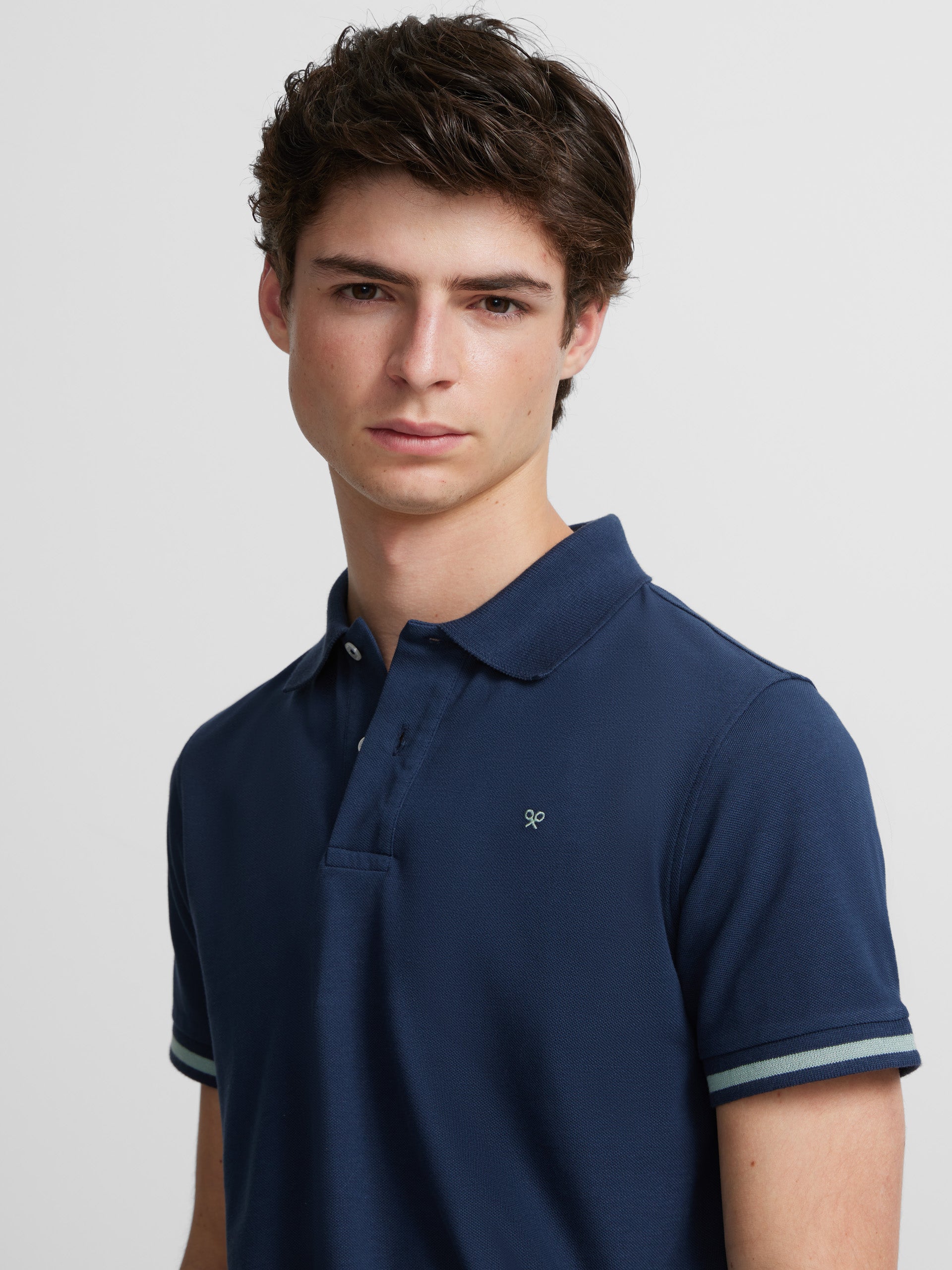 Polo mangas rayas azul marino