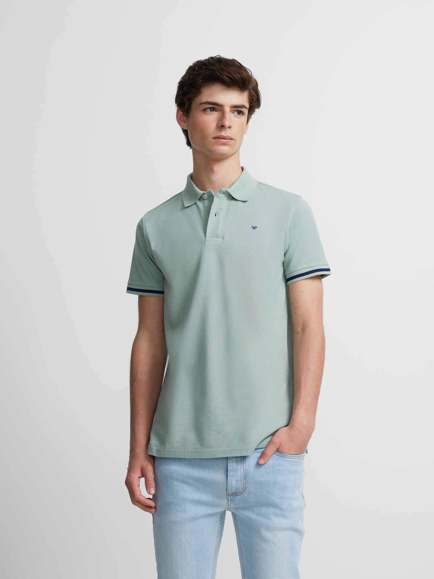 Polo mangas rayas verde