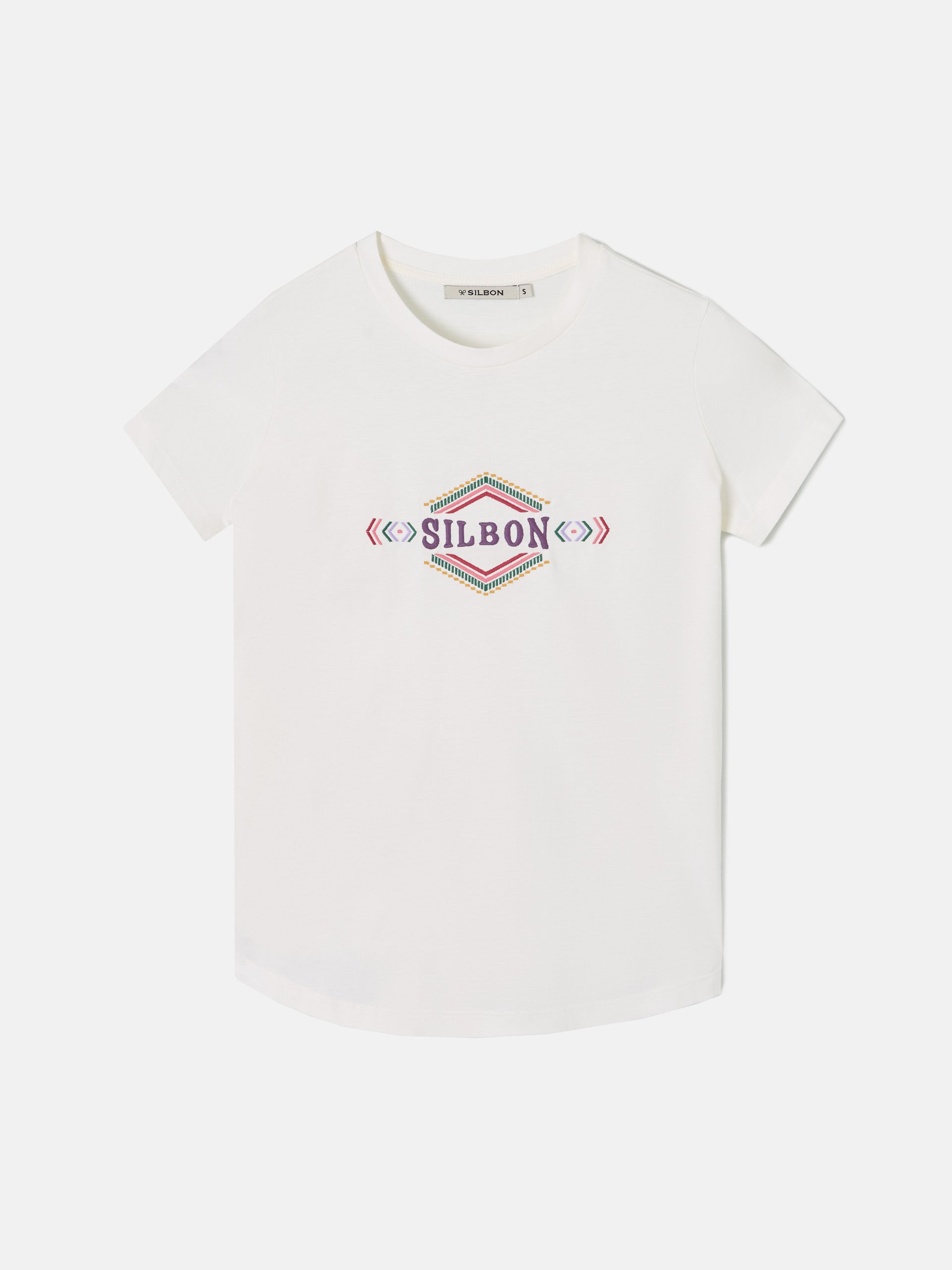 Camiseta woman bordado silbon etnico blanca