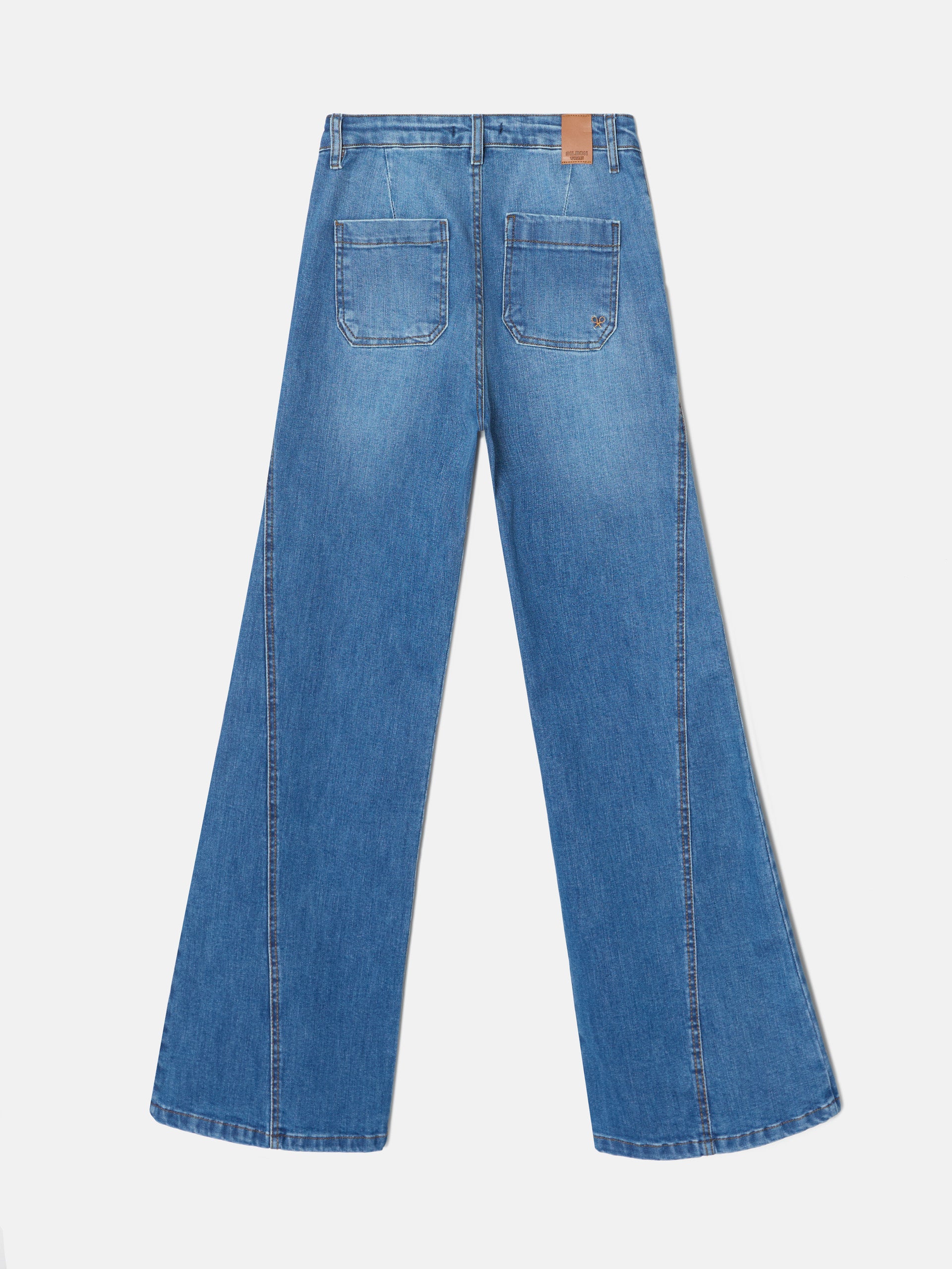 Pantalon wide leg corte denim medio