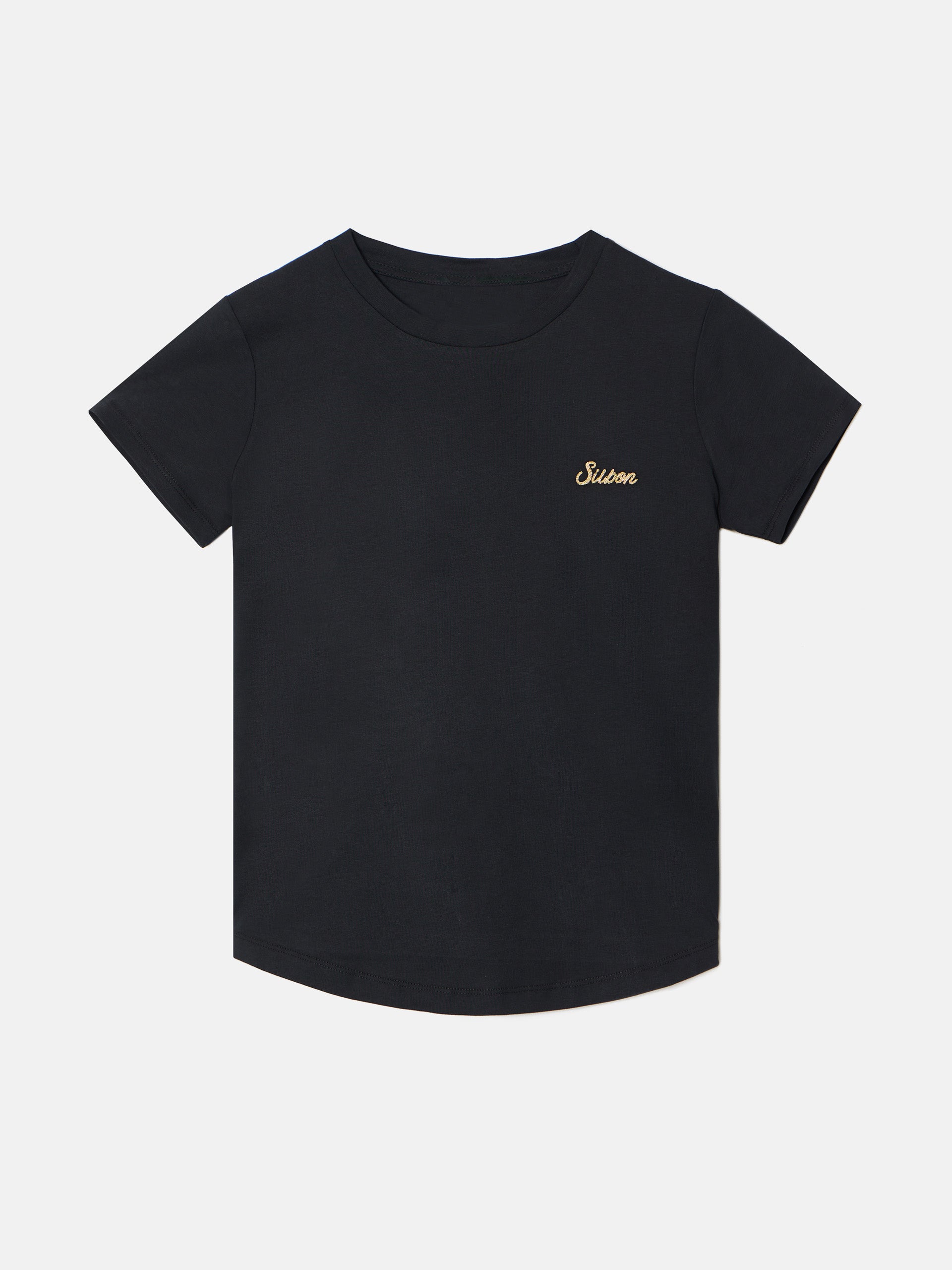 Camiseta woman silbon bordado negra
