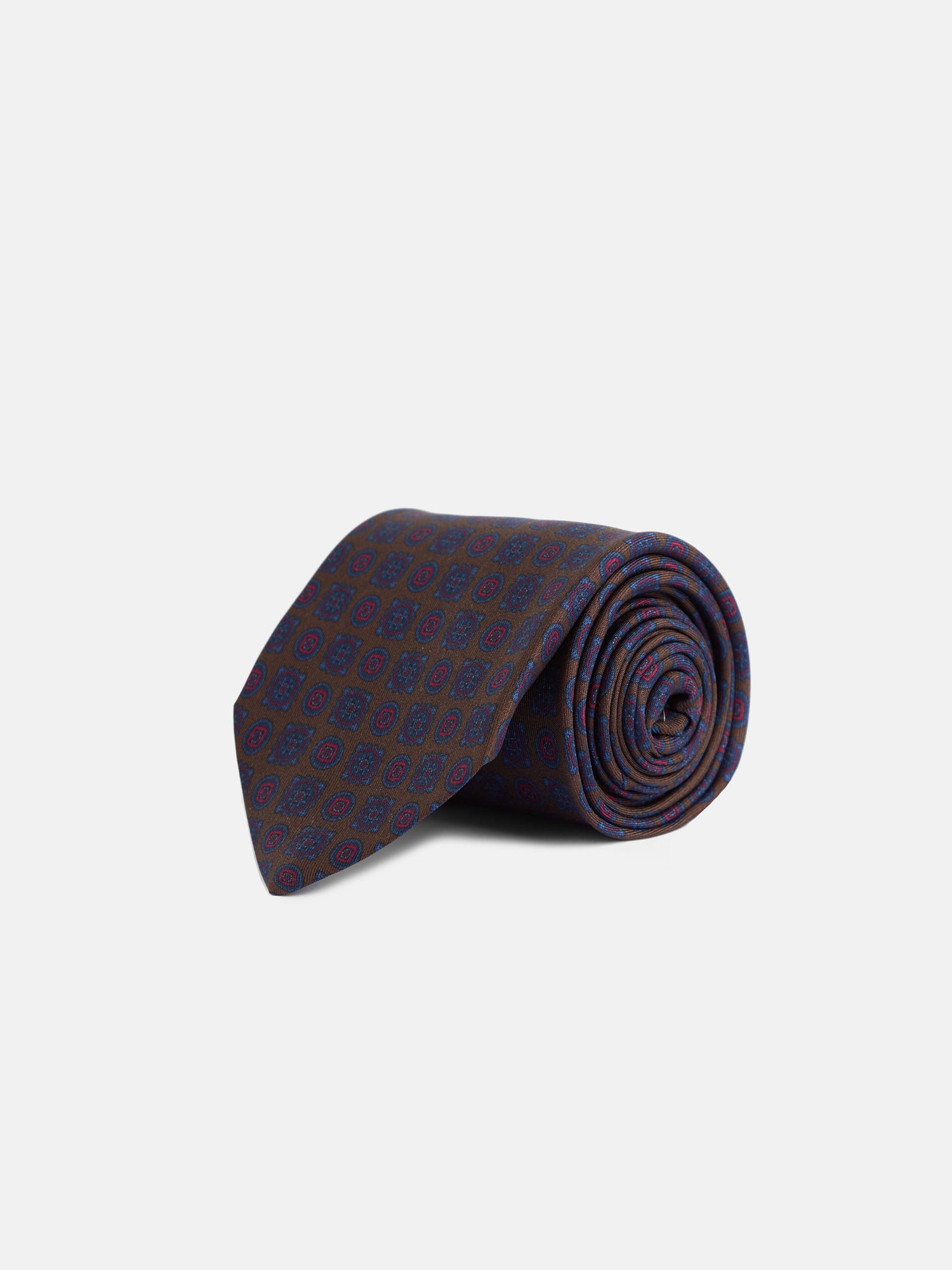 Corbata seda estampado marron