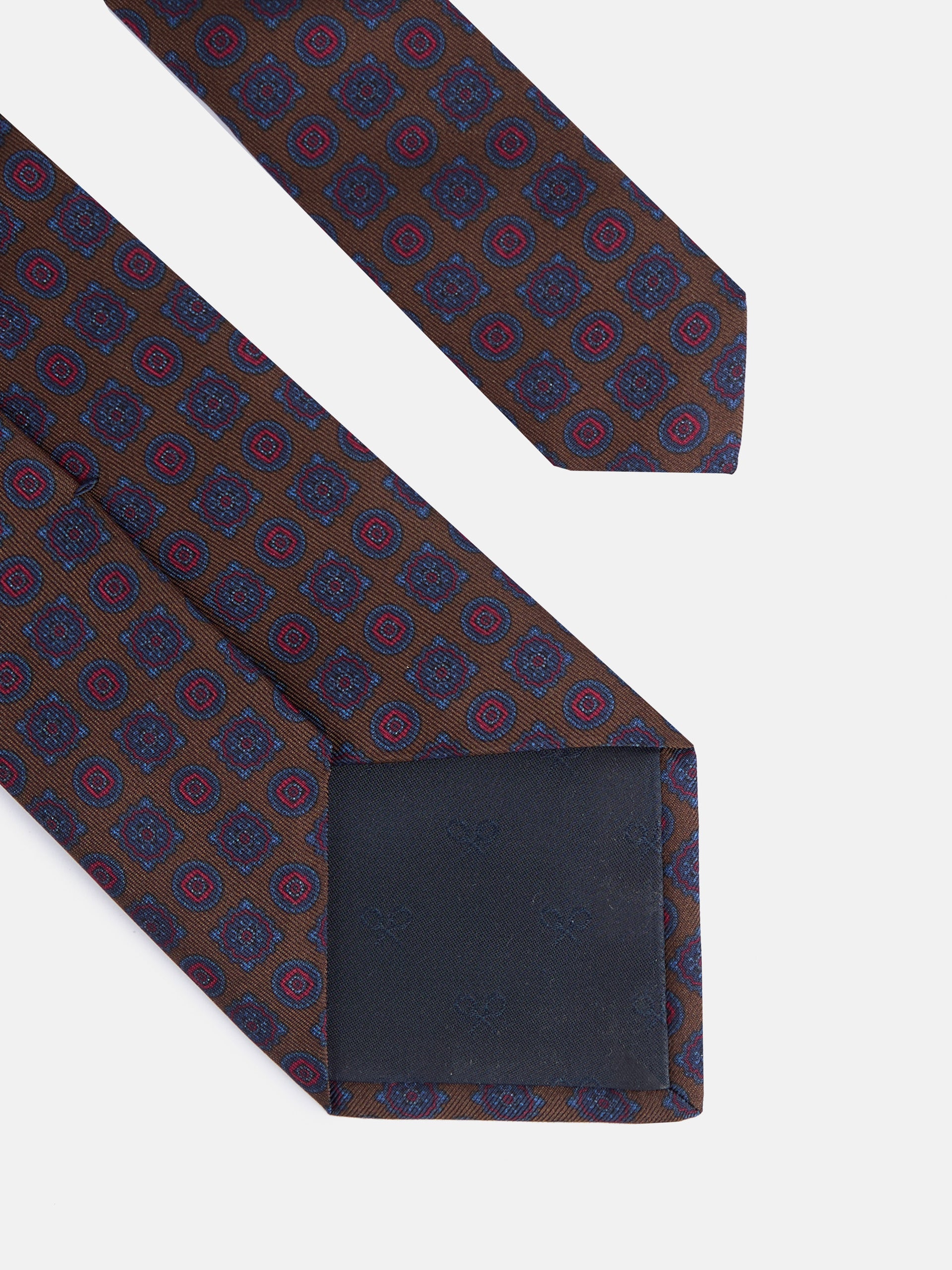 Corbata seda estampado marron