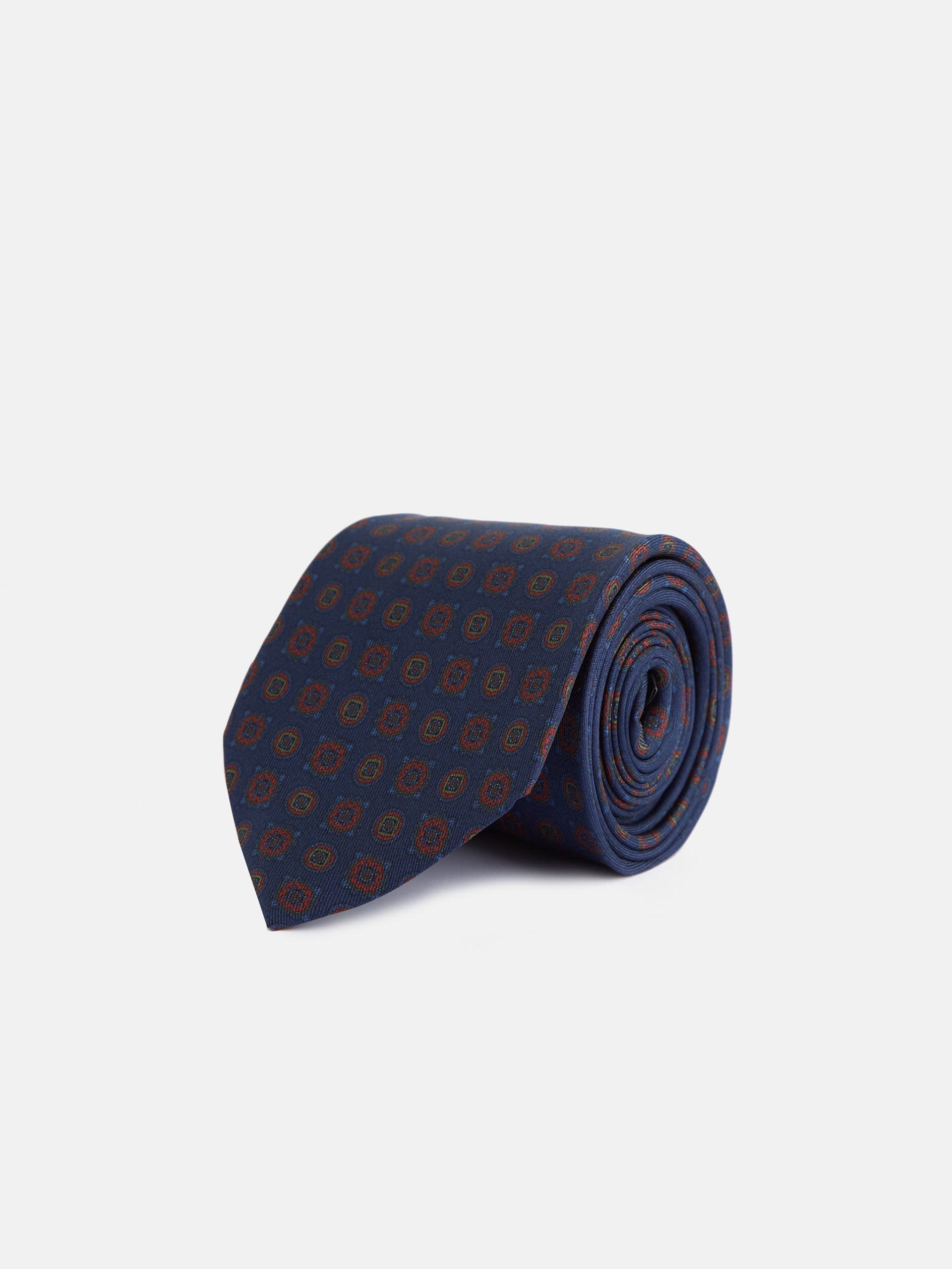 Corbata seda estampado azul marino