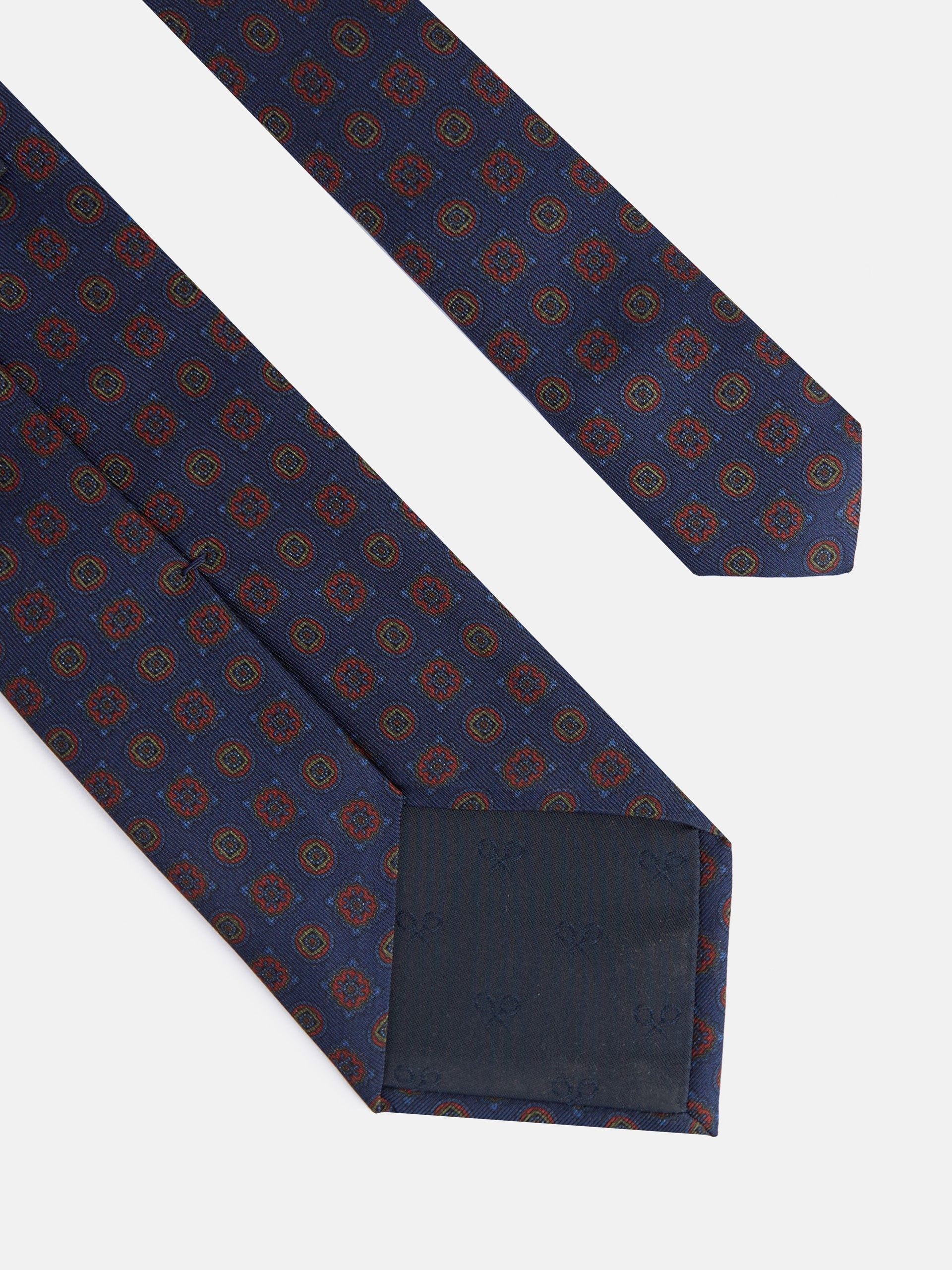 Corbata seda estampado azul marino