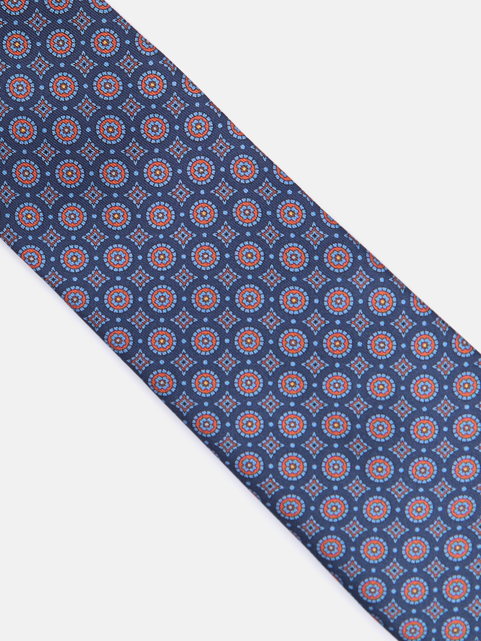 Corbata estampado geometrico contraste azul