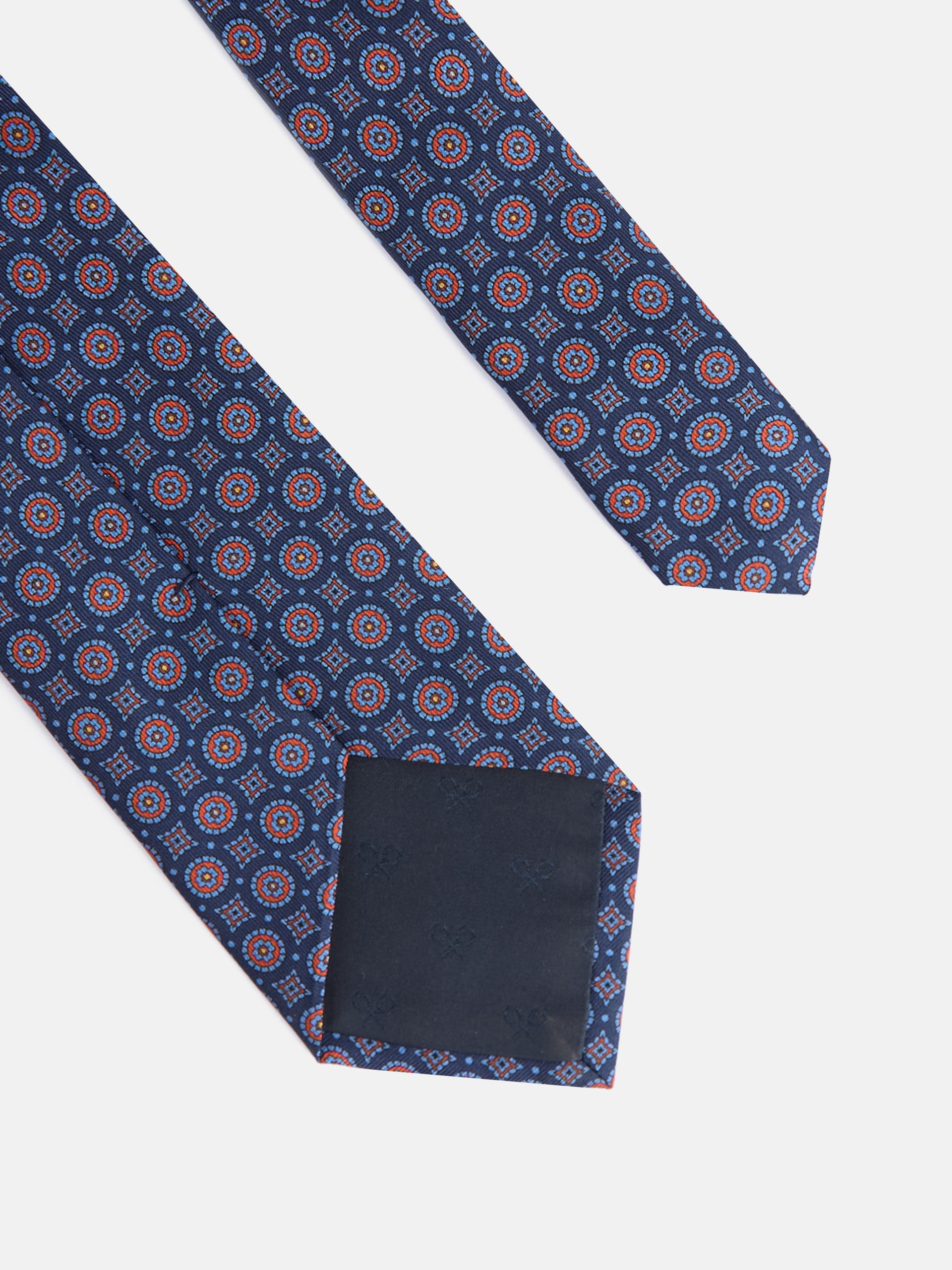 Corbata estampado geometrico contraste azul