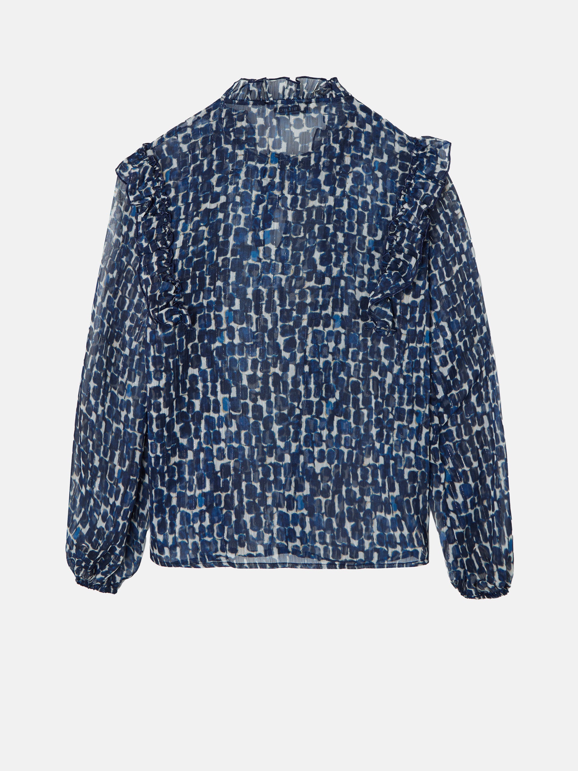 Blusa volantes estampado azules