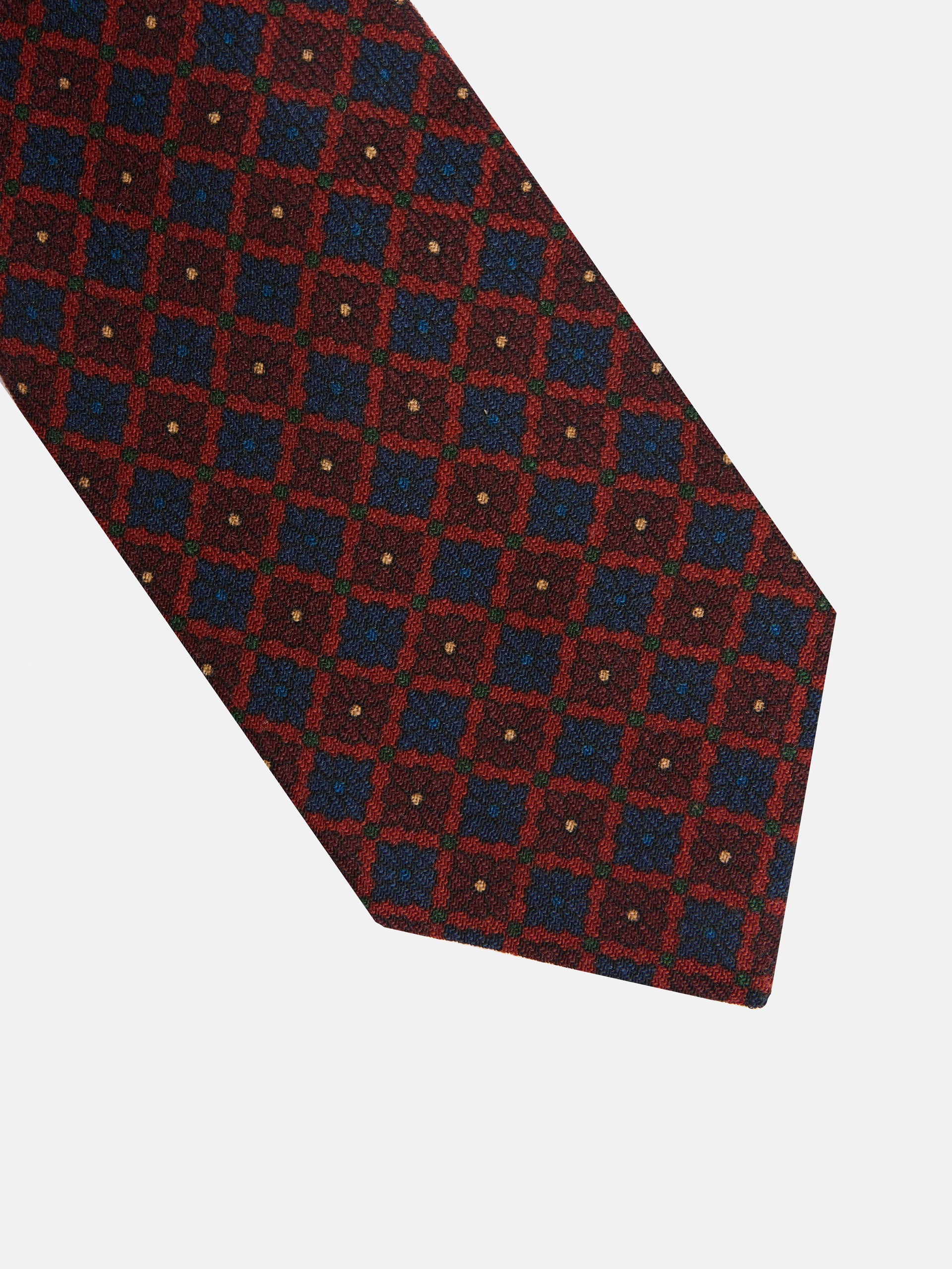 Corbata geometrica floral azul marino