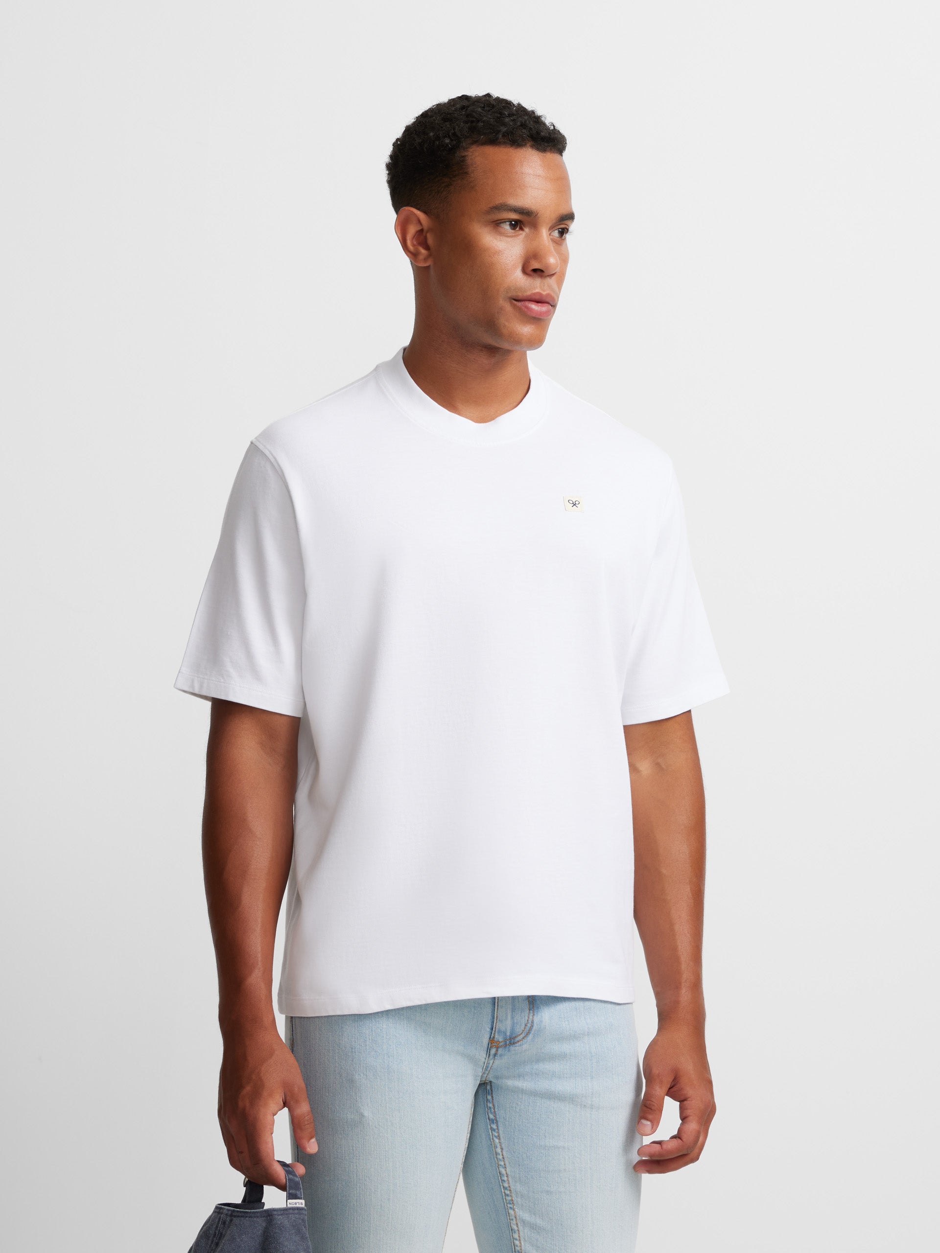 Camiseta relaxed fit miniparche blanca