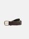 Green herringbone leather belt