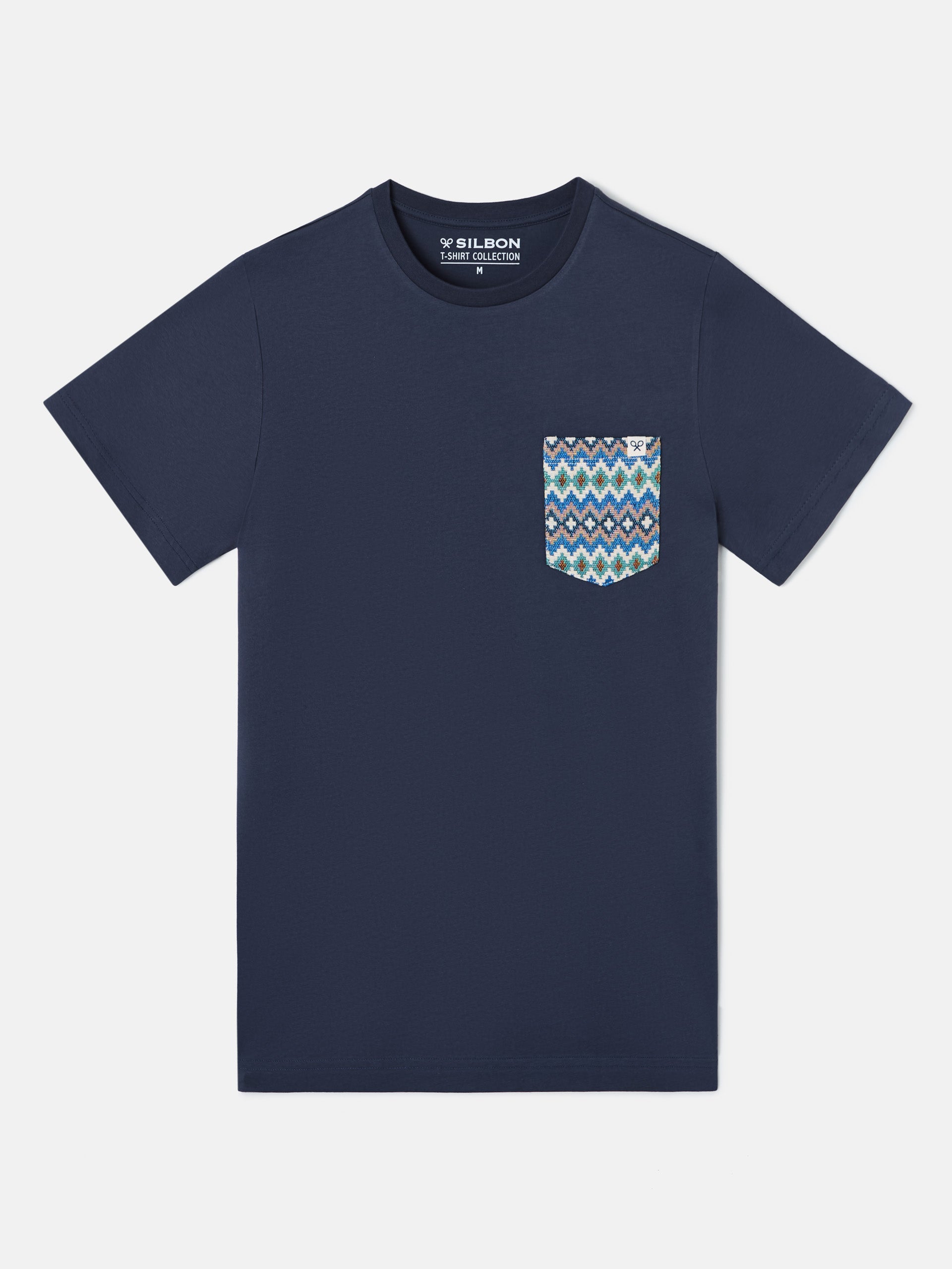 Camiseta bolsillo etnico azul marino