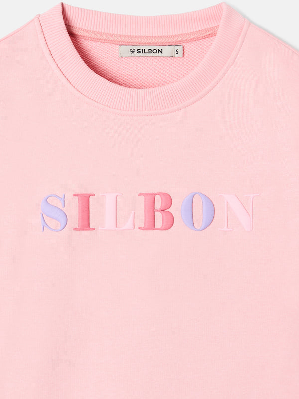 Sudadera woman letras silbon rosas