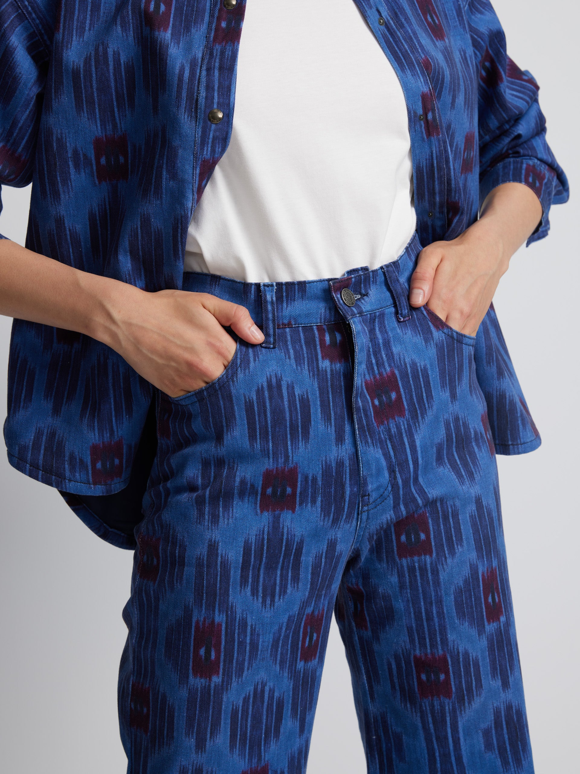 Pantalon denim estampado azul