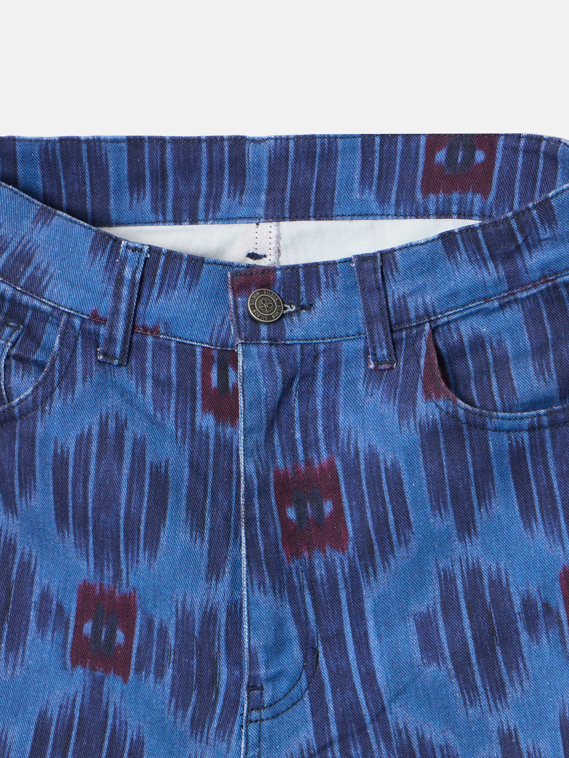 Pantalon denim estampado azul