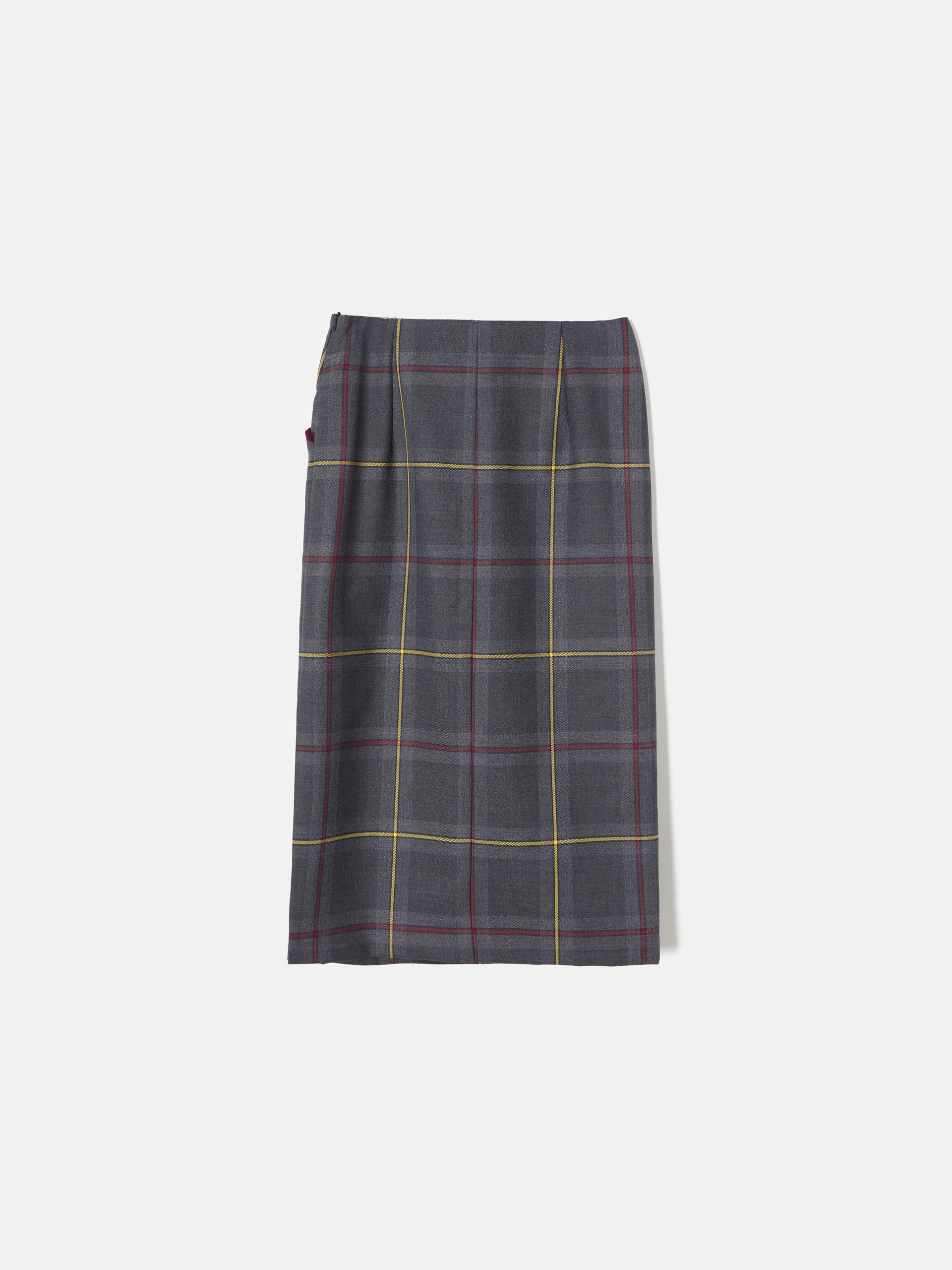 Falda midi cuadro tartan gris y burdeos