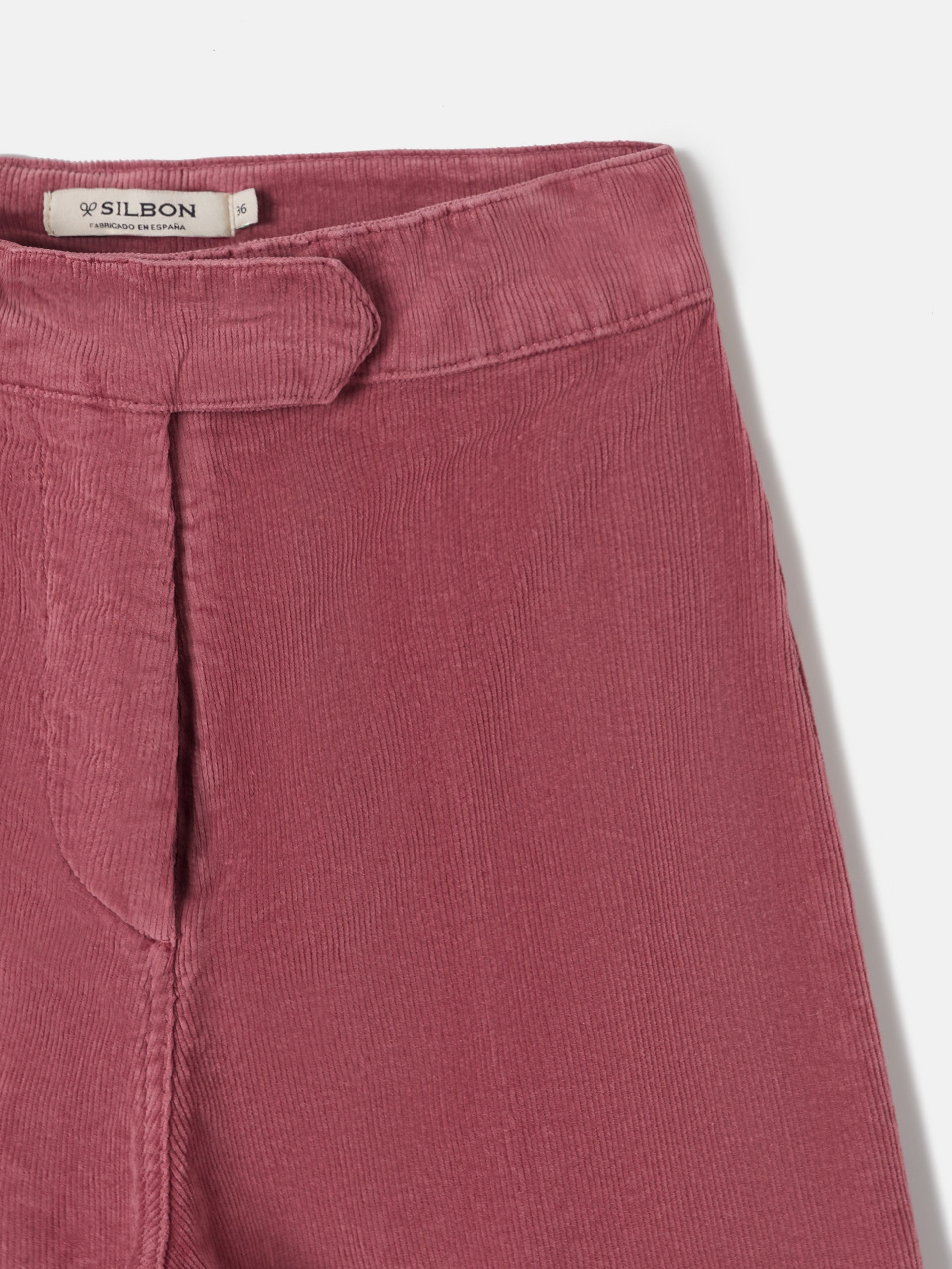 Pantalon culotte pana rosa