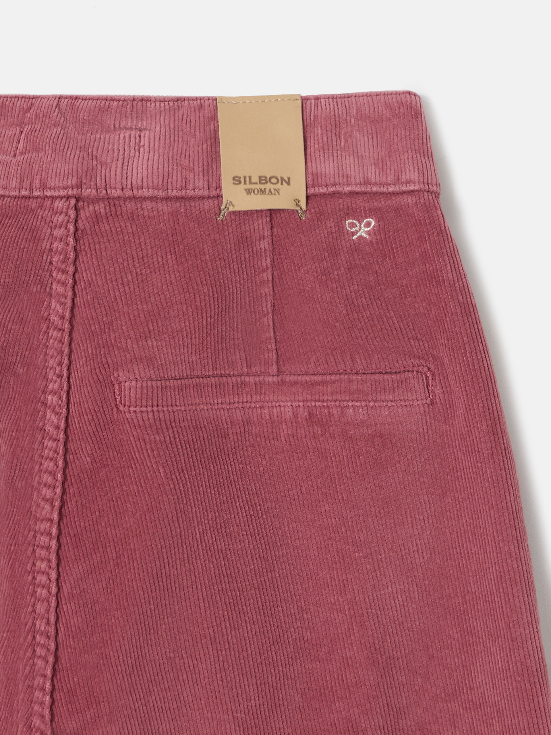 Pantalon culotte pana rosa