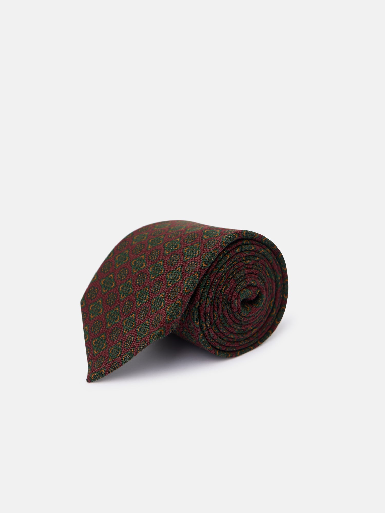 Corbata geometrica floral burdeos