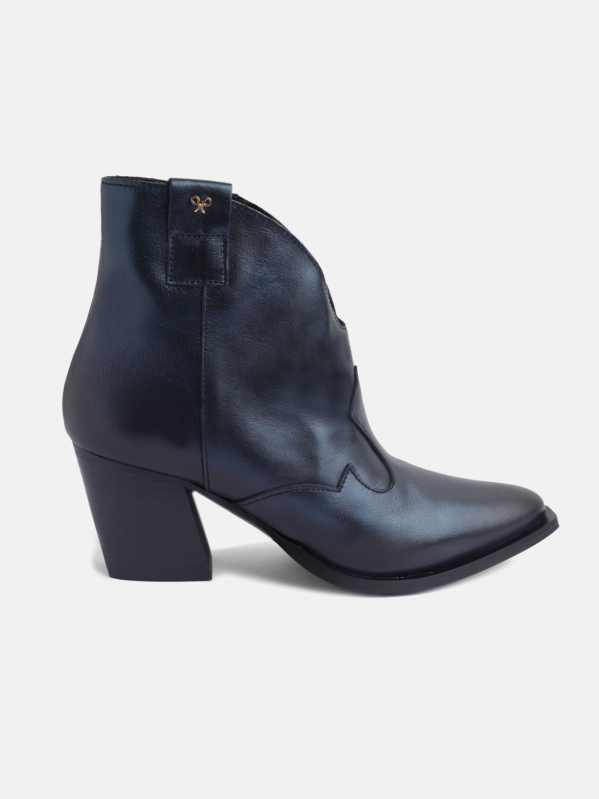 Botin piel metalizada azul