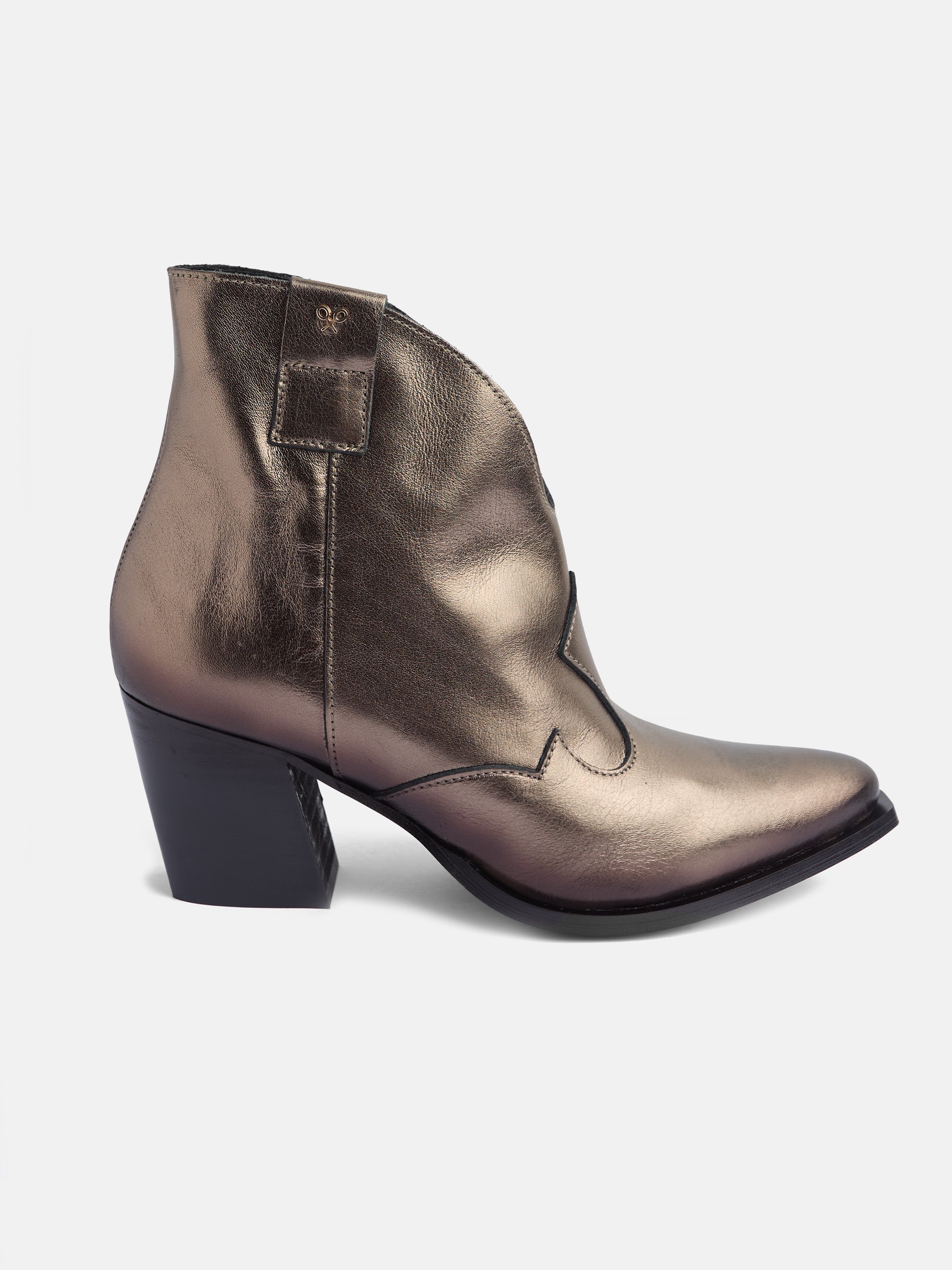 Botin piel metalizada marron