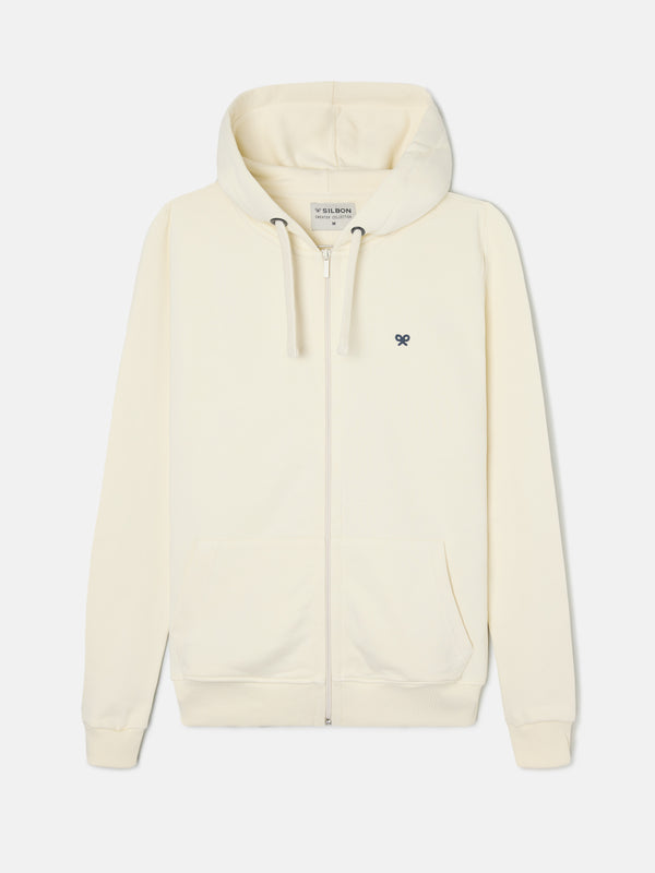 Sudadera cremallera hoodie smile crema