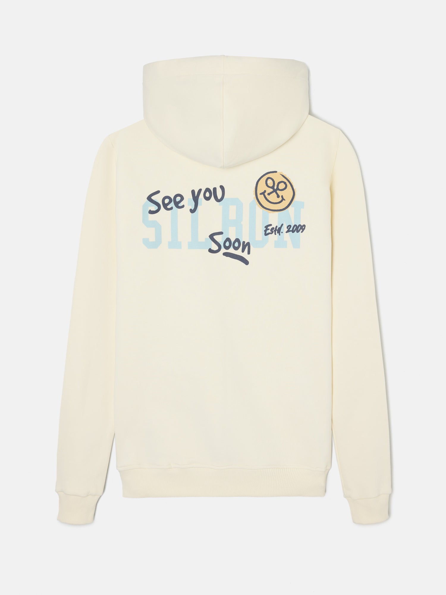 Sudadera cremallera hoodie smile crema