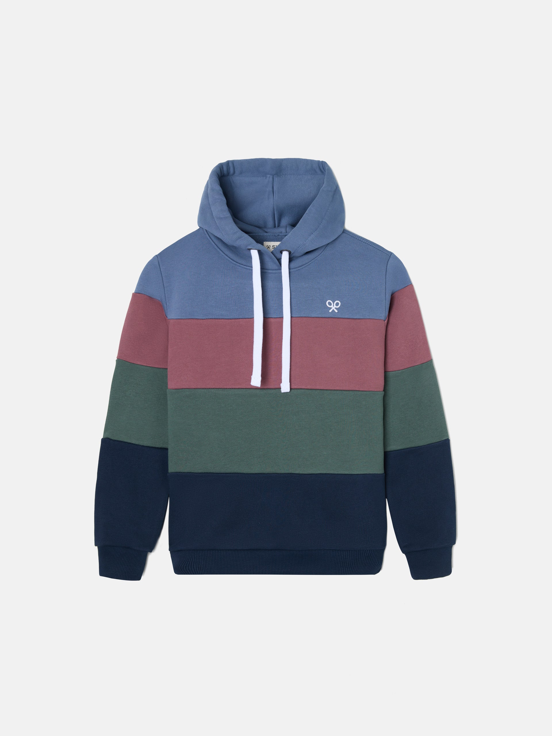 Sudadera kids capucha rayas anchas multicolor burdeos