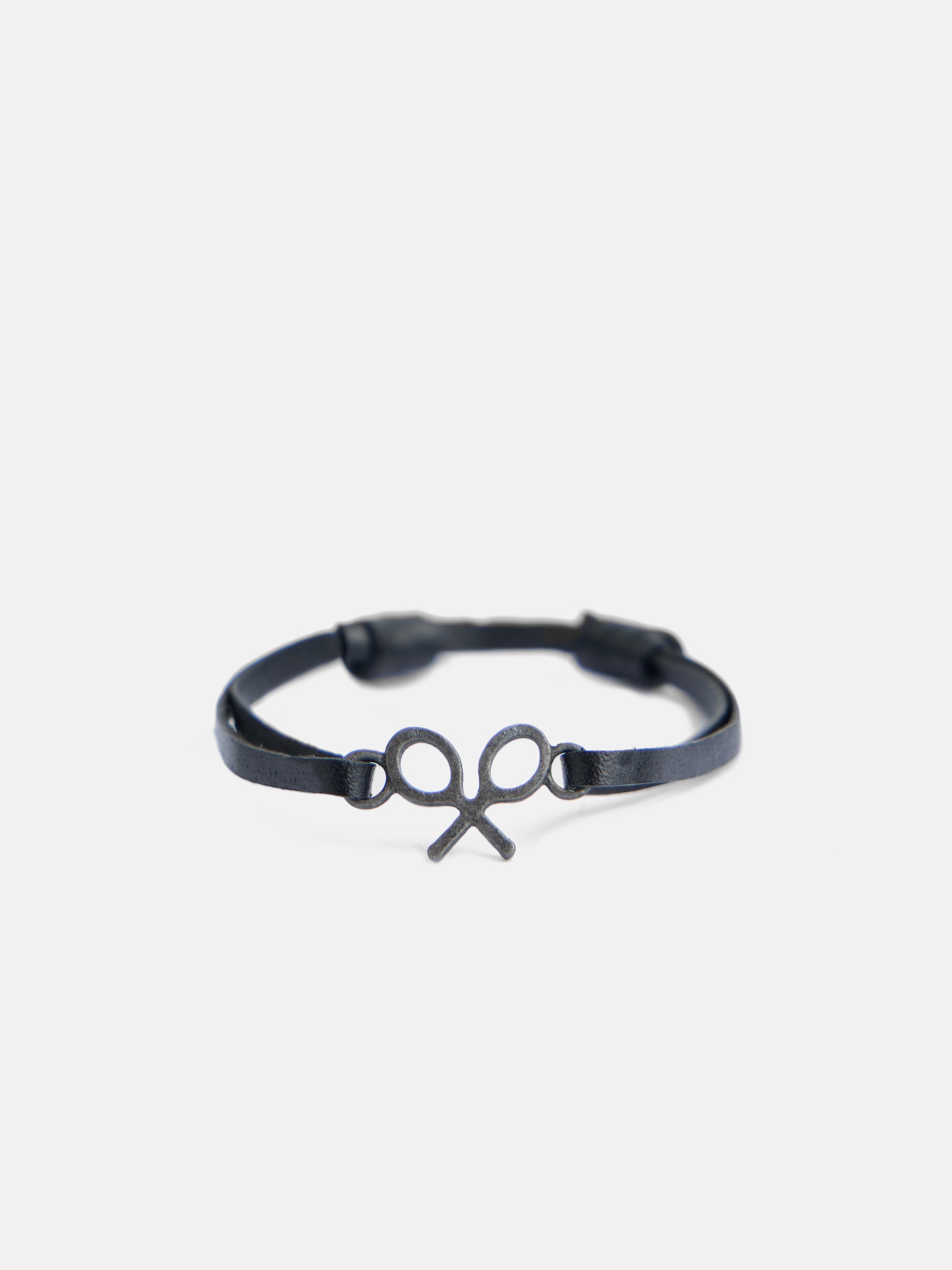 Pulsera piel raqueta negra