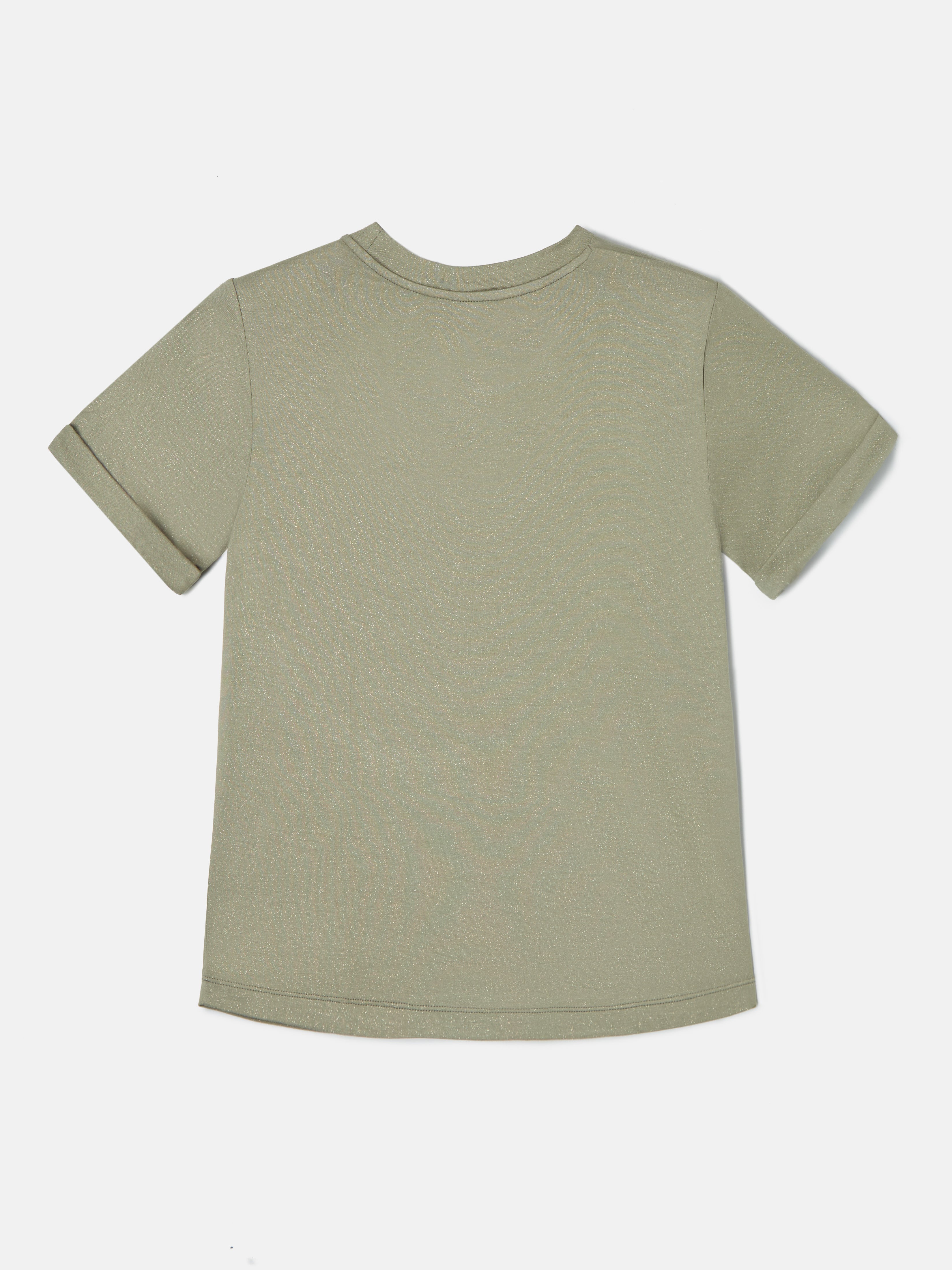 Camiseta woman lurex hombreras verde