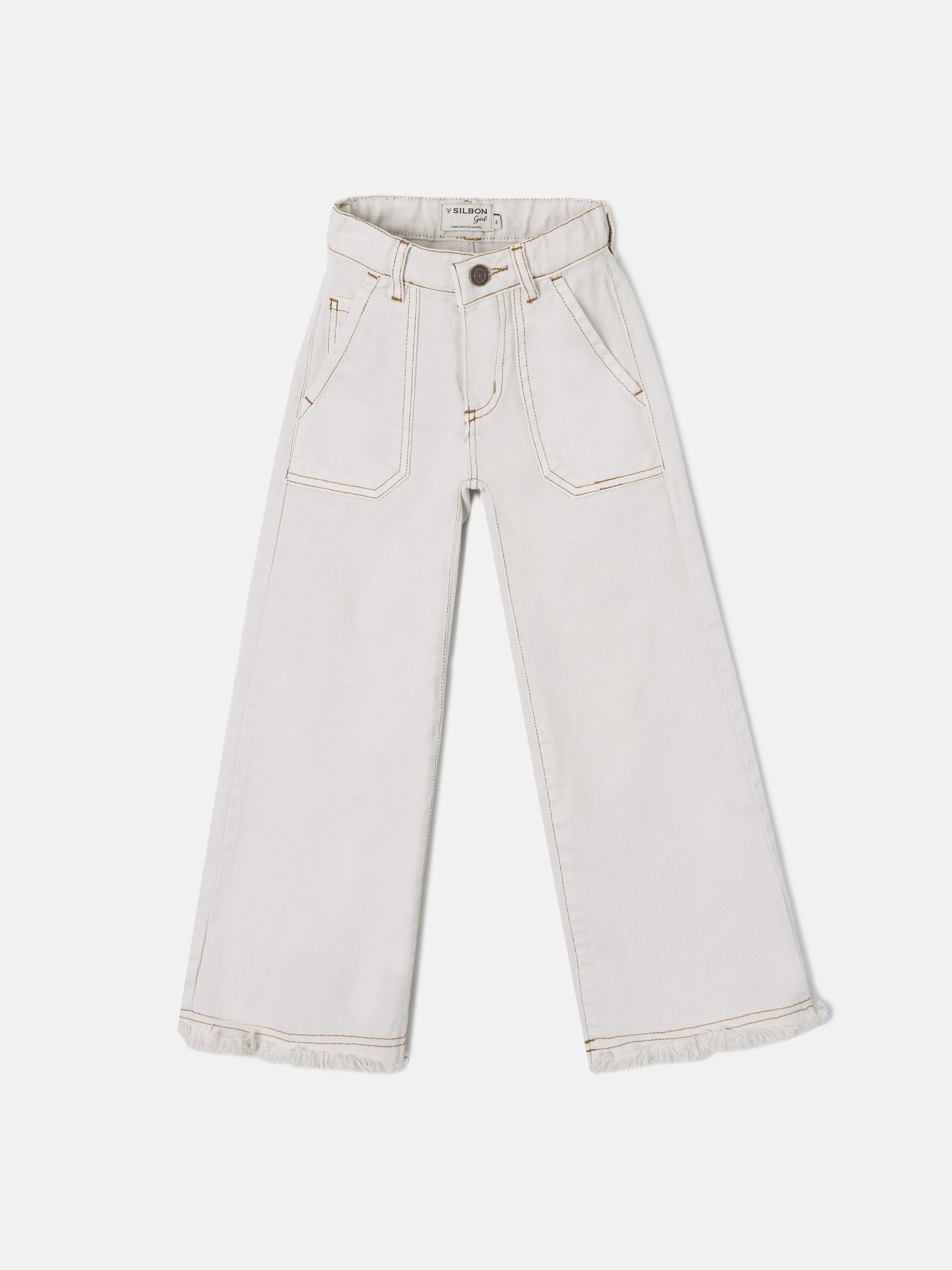 Pantalon girl denim culotte blanco