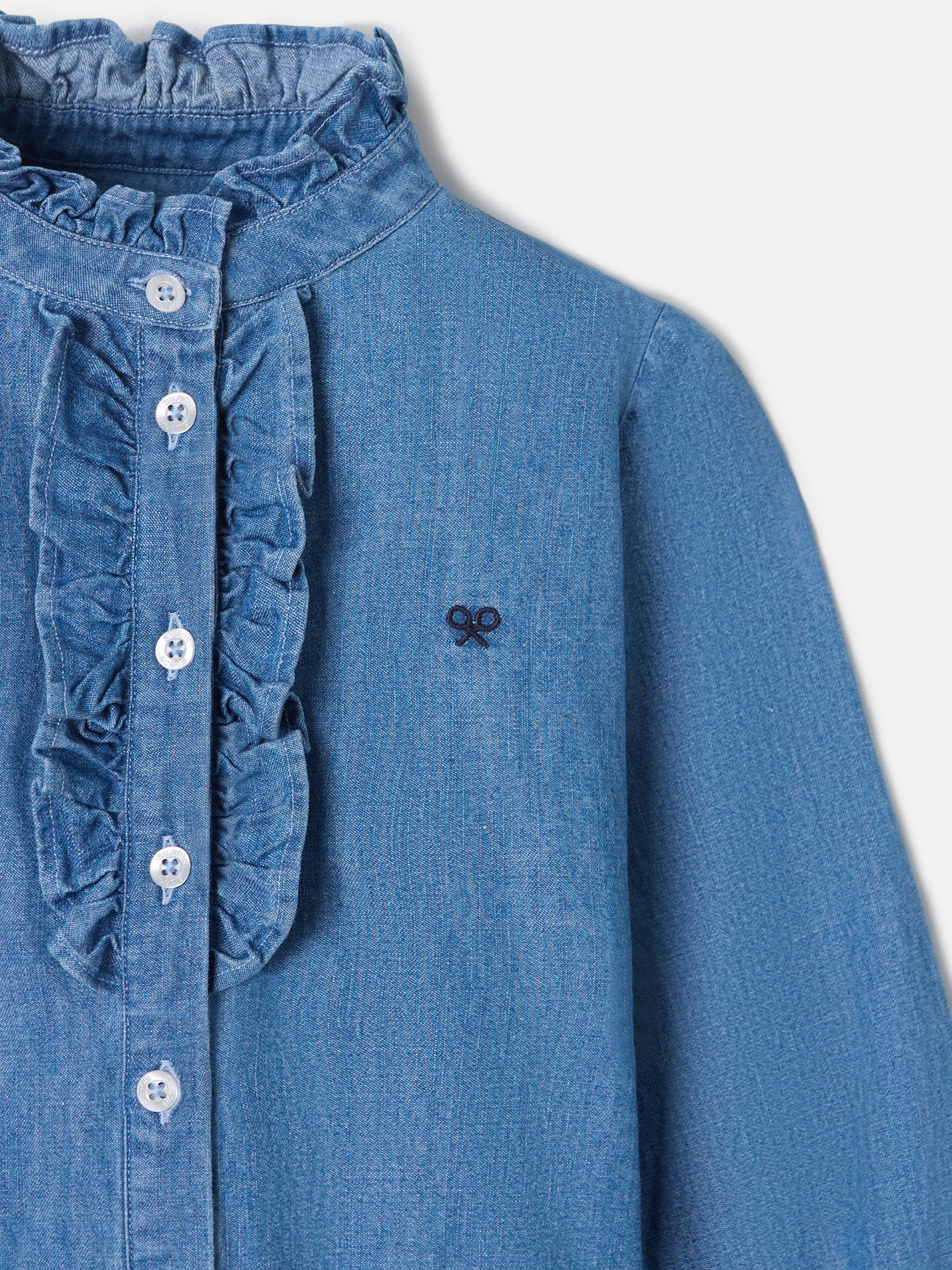 Camisa girl detalles volantes denim