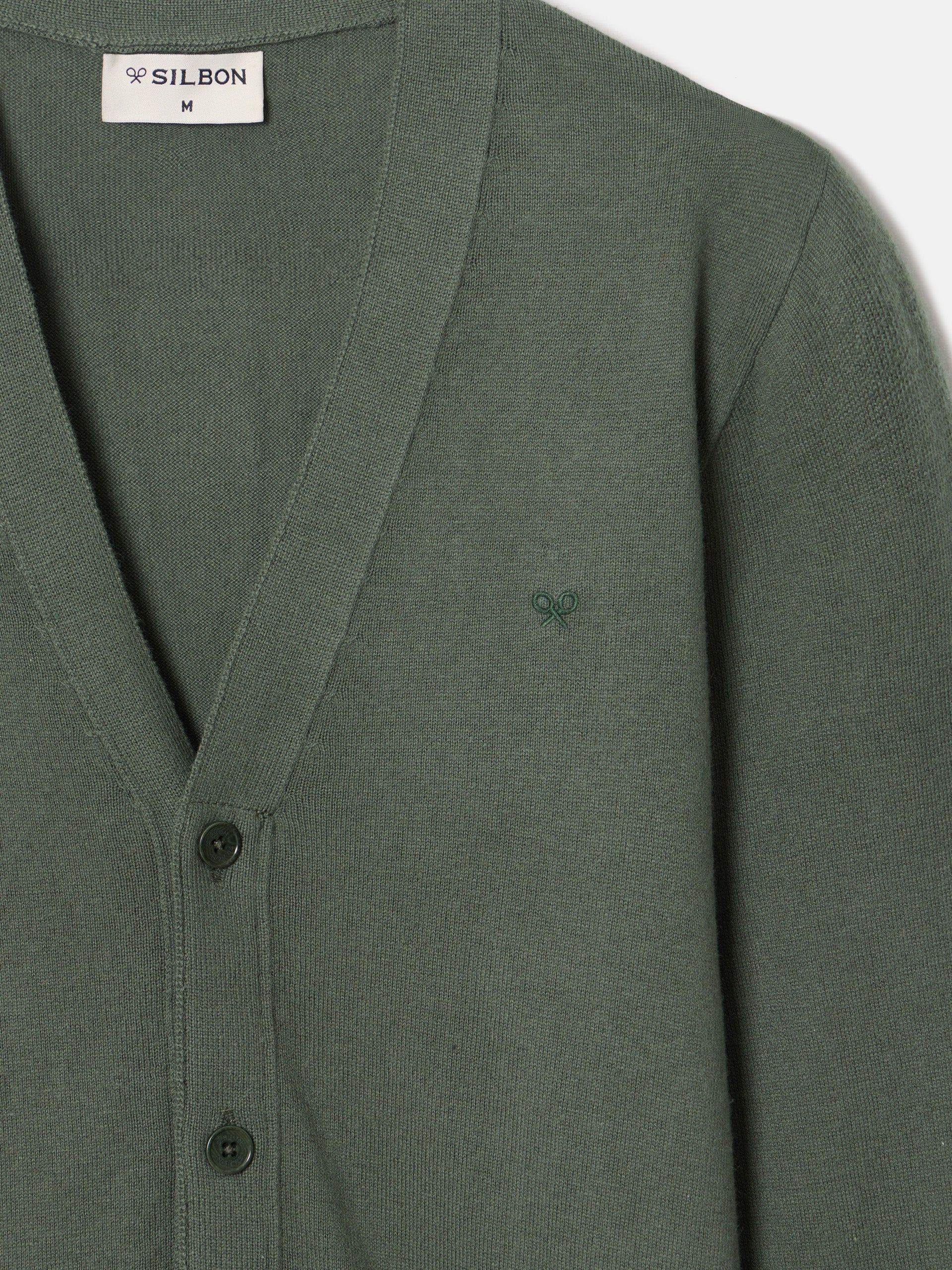 Cardigan clasico liso verde