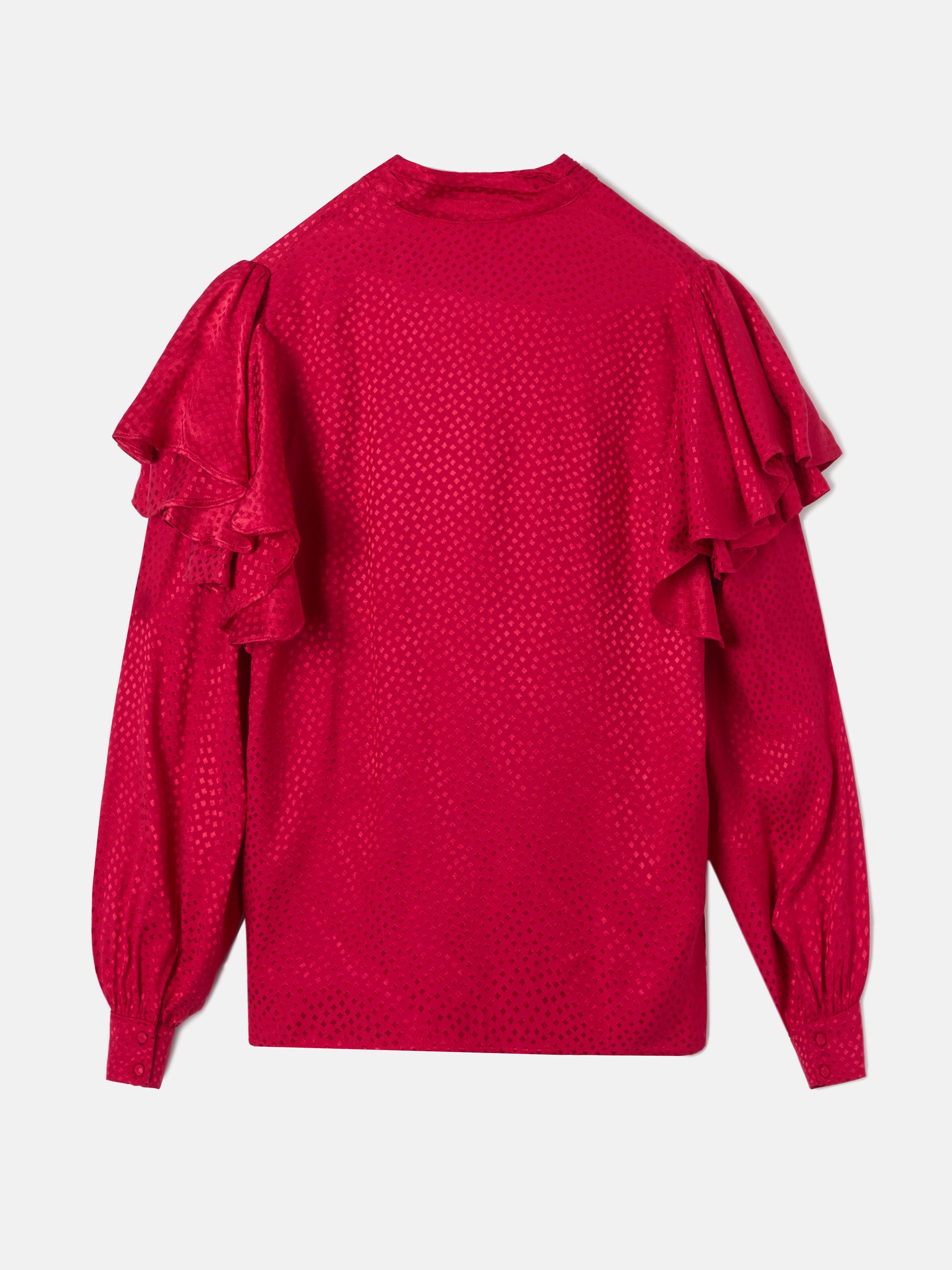 Blusa volantes jacquard rojo