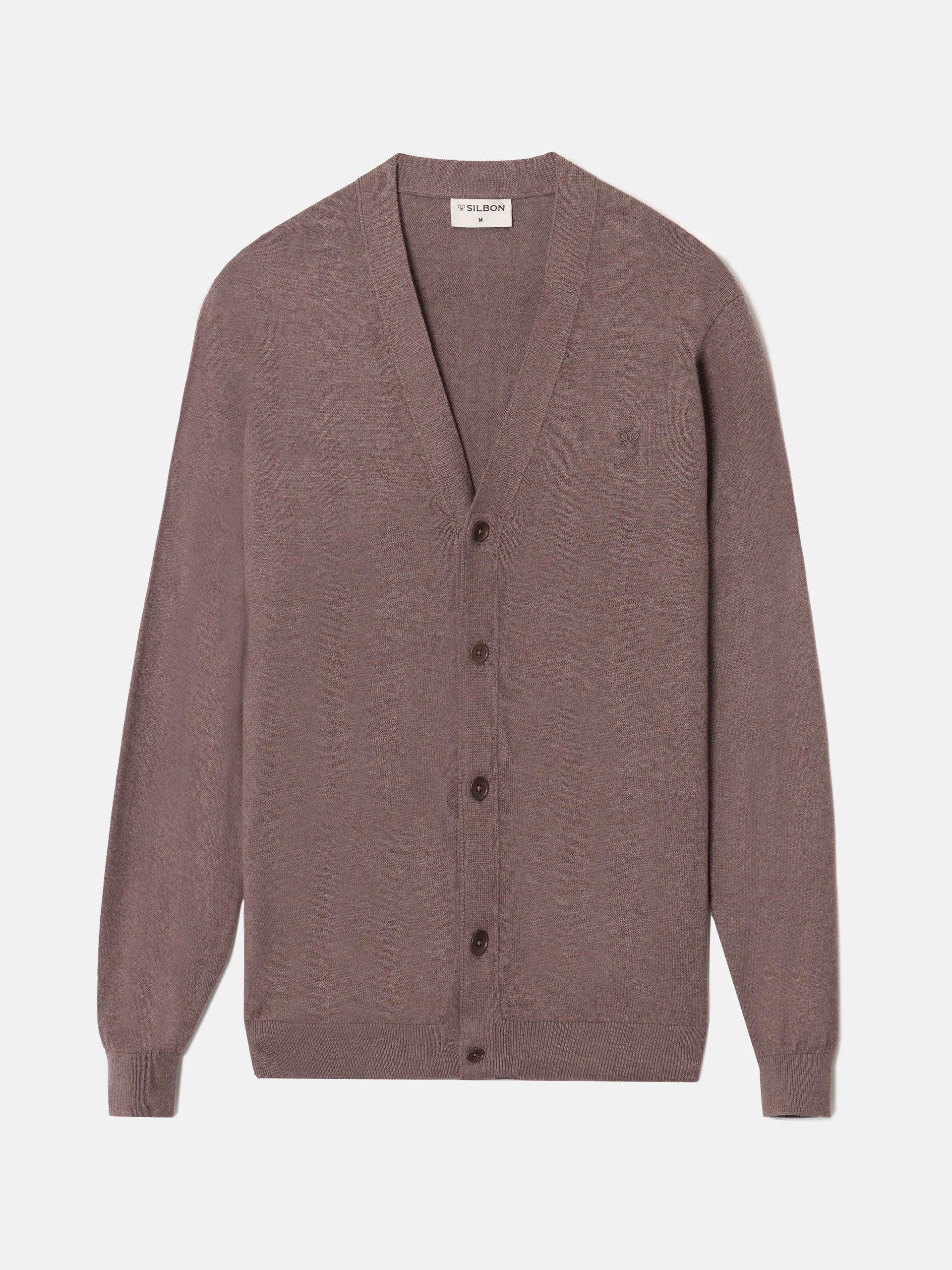 Cardigan clasico liso taupe