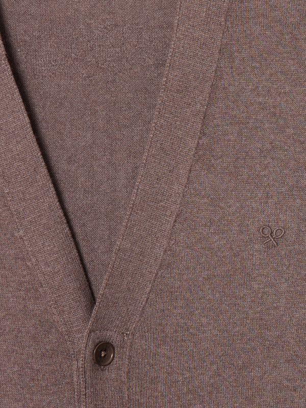 Cardigan clasico liso taupe